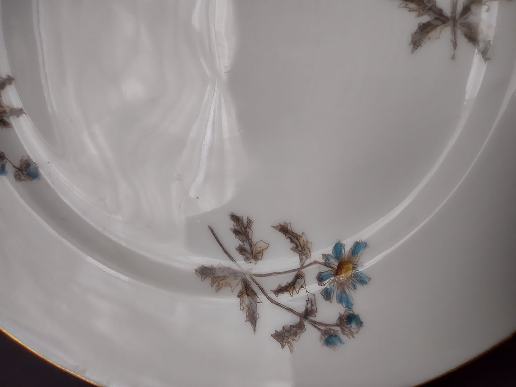 CFH GDA Haviland Limoges Luncheon/Salad Plate Blue Daisy Rustic Cottage (lot 982