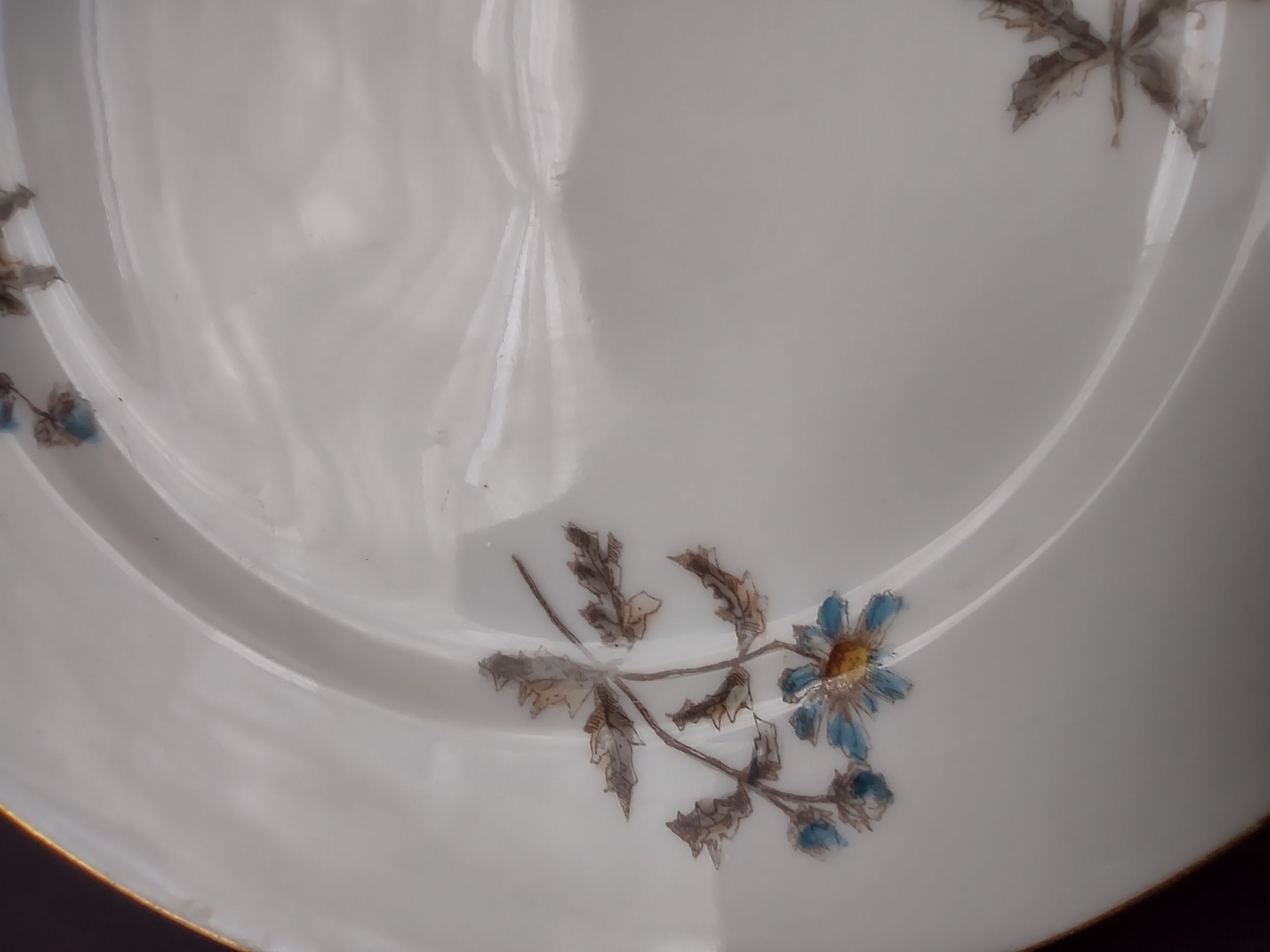 CFH GDA Haviland Limoges Luncheon/Salad Plate Blue Daisy Rustic Cottage (lot 982