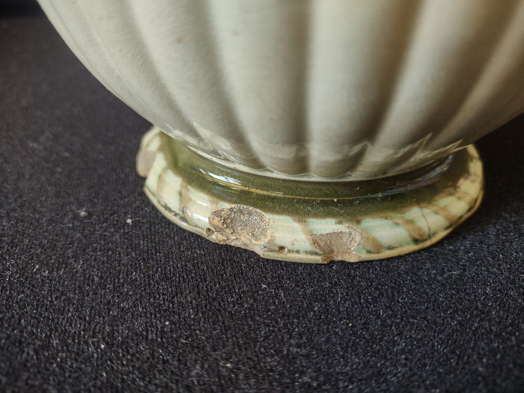 Vintage Ceramic Cupid Cherub Grape Vase Heavy Crazing IMPERFECT (lot 5523)