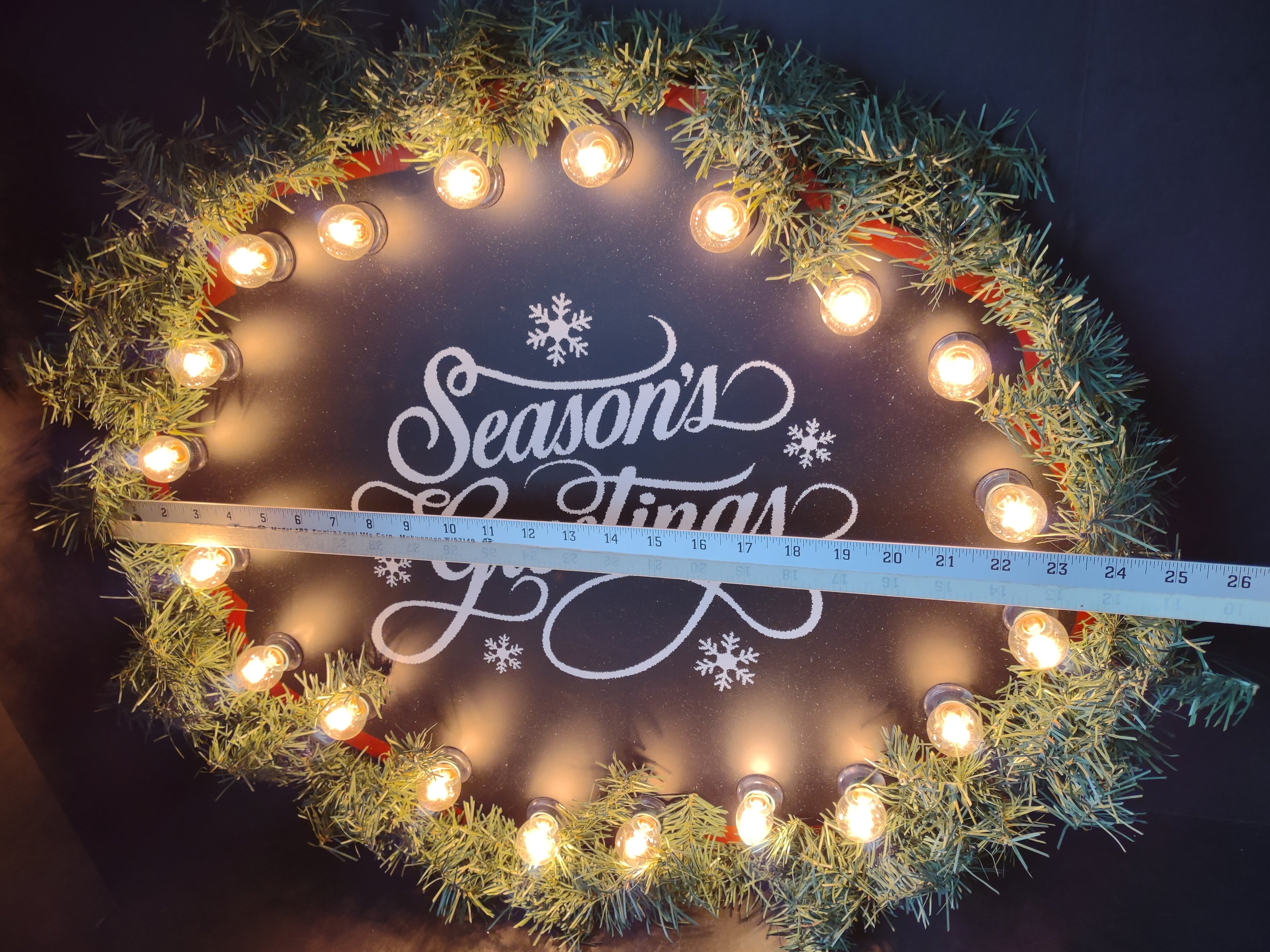Vintage Christmas Season's Greetings Lighted Sign 24x20 Gemmy (lot 3326)