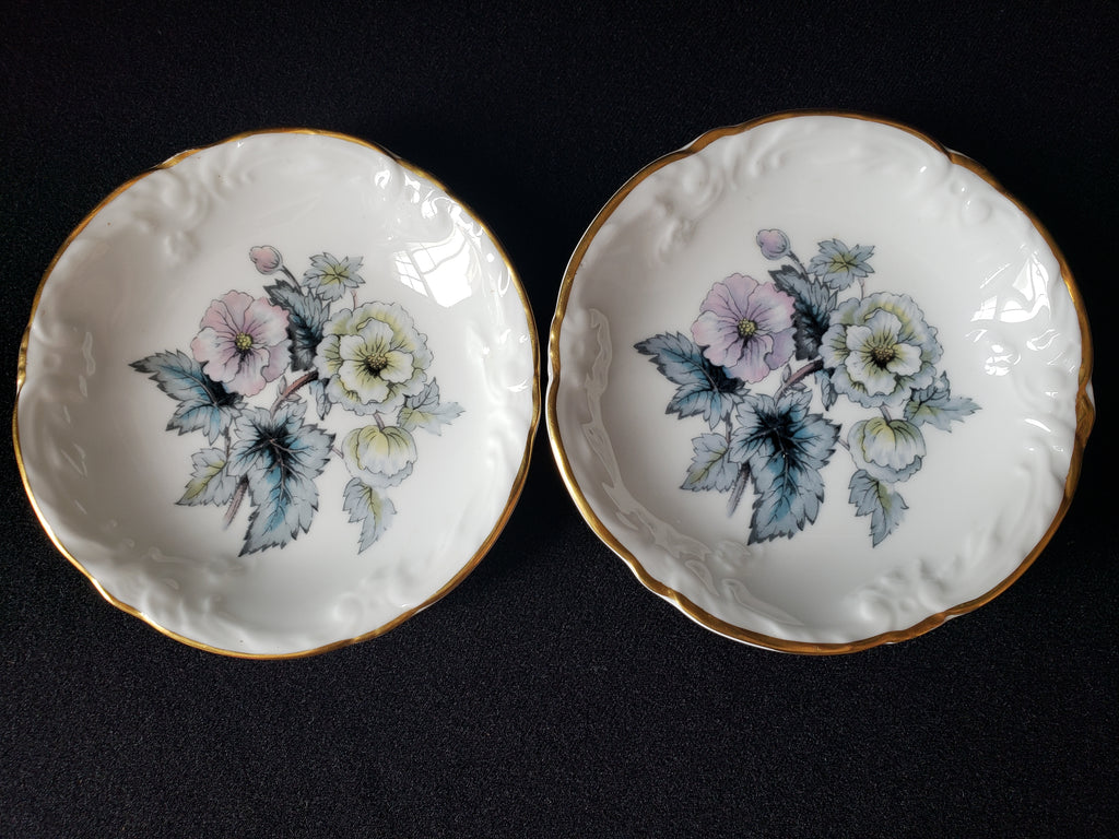 Vintage Royal Worcester Set 2 Coaster Small Dish Gold Trim 4"(lot 2070)