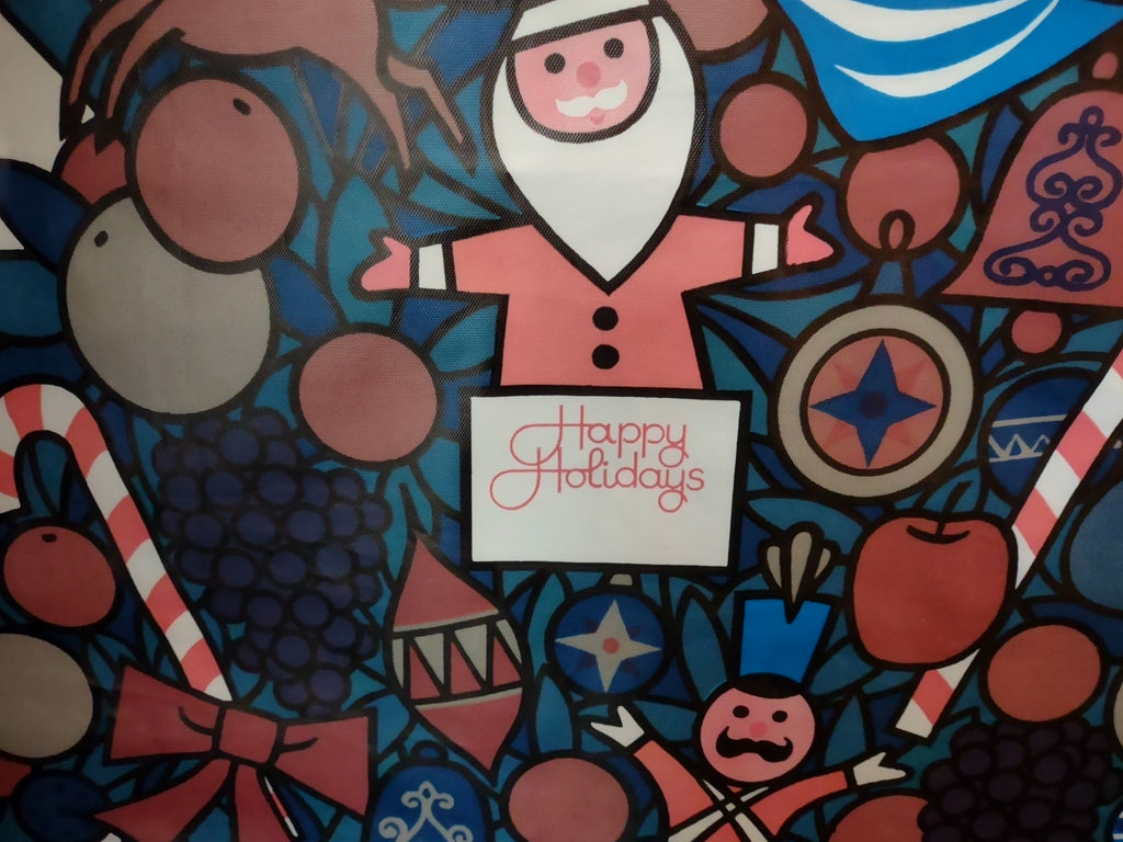Vintage Christmas Teason Vinil Flag Santa Tree (lot 3338)