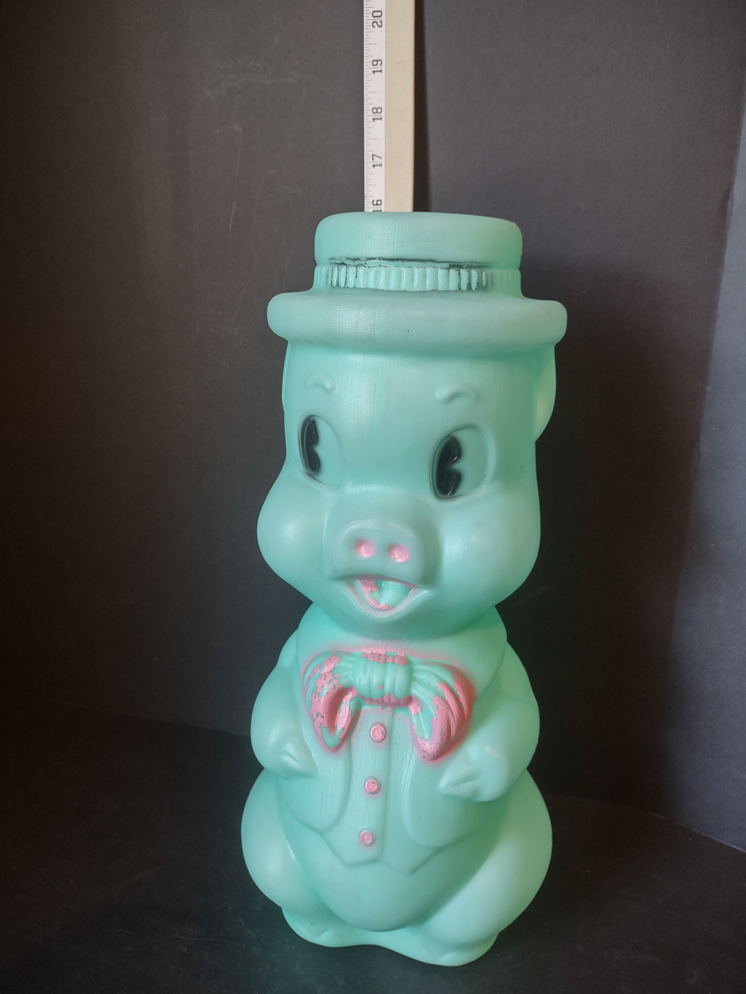 Vintage Blow Mold Piggy Bank Turquoise 16" (lot 1465)
