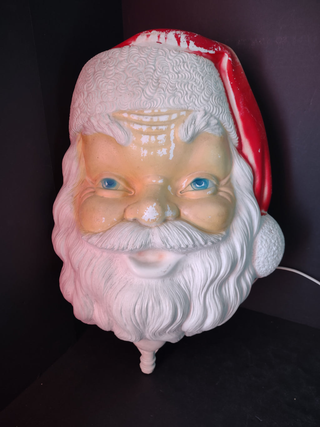 Vintage Empire 1960 Santa Face Christmas Light Up Blow Mold 17" Rare (lot 3444)