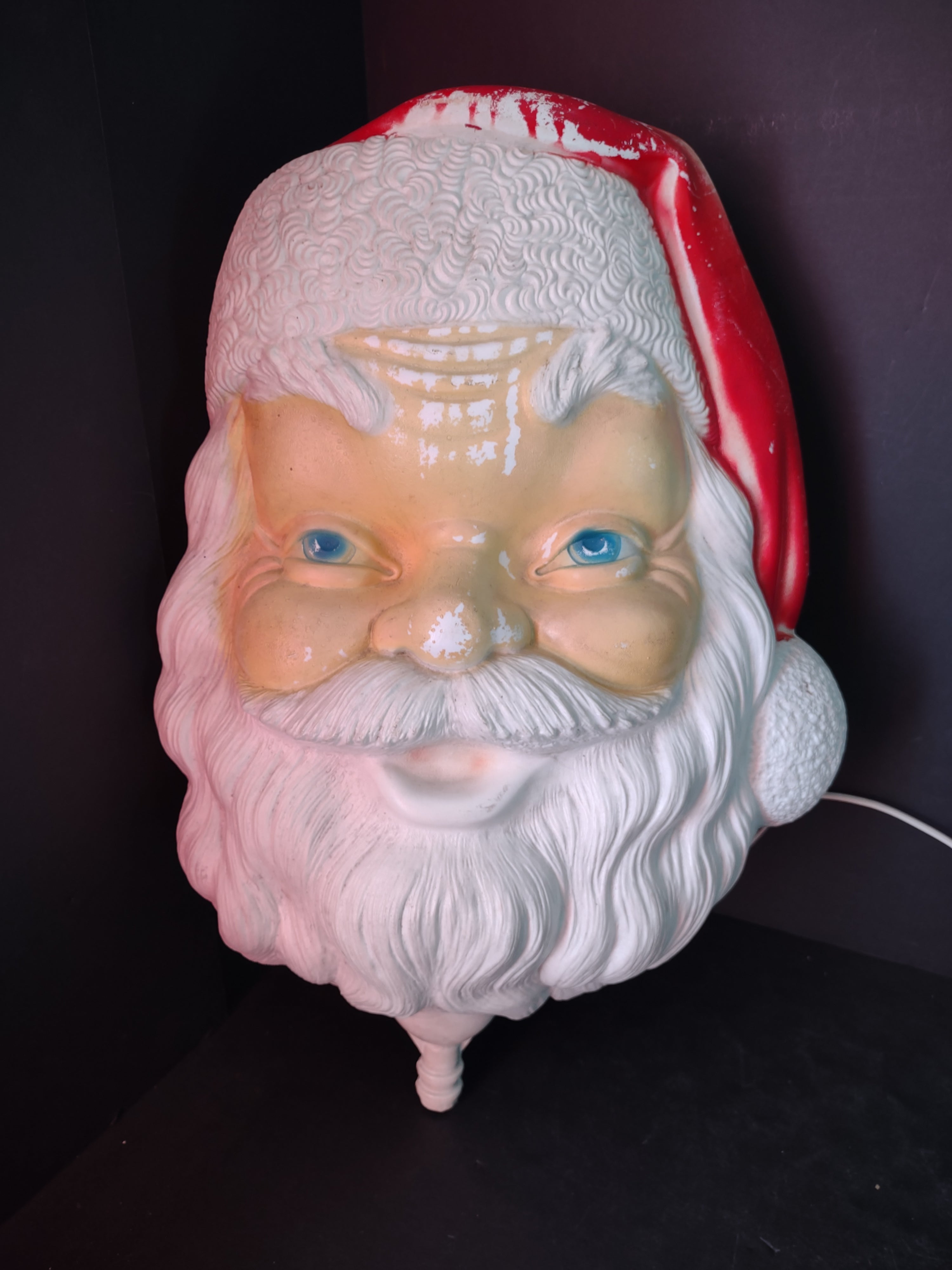 Vintage Empire 1960 Santa Face Christmas Light Up Blow Mold 17" Rare (lot 3444)