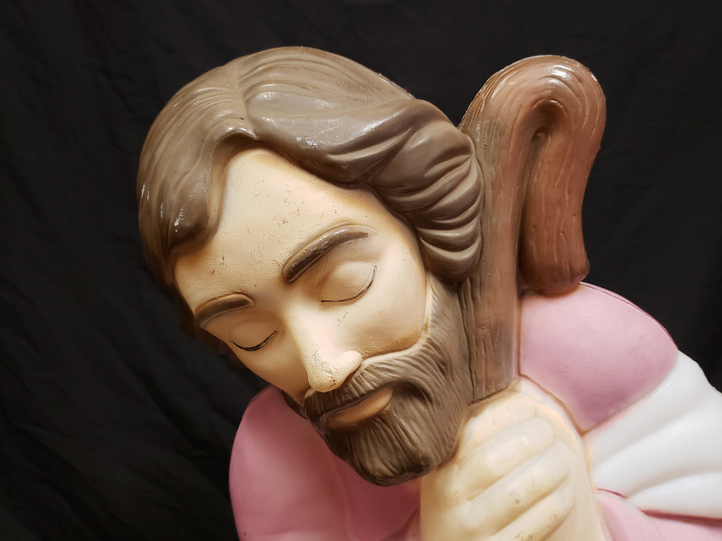 Vintage Christmas Blow Mold Nativity Joseph Pink Figurine (lot 2239)