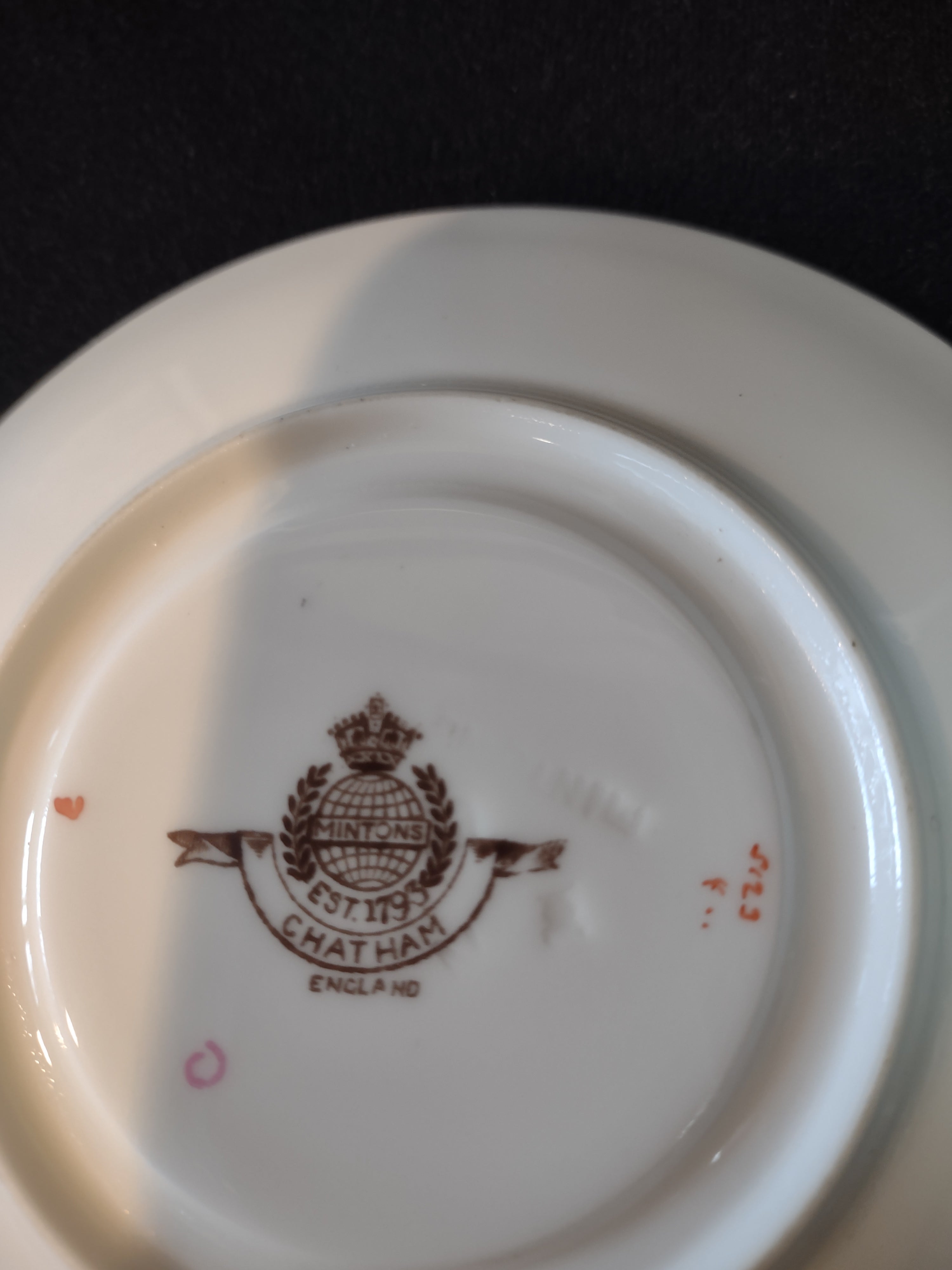 Vintage Minton Chatham Green Saucer Bone China Floral Scroll (Lot 5496)