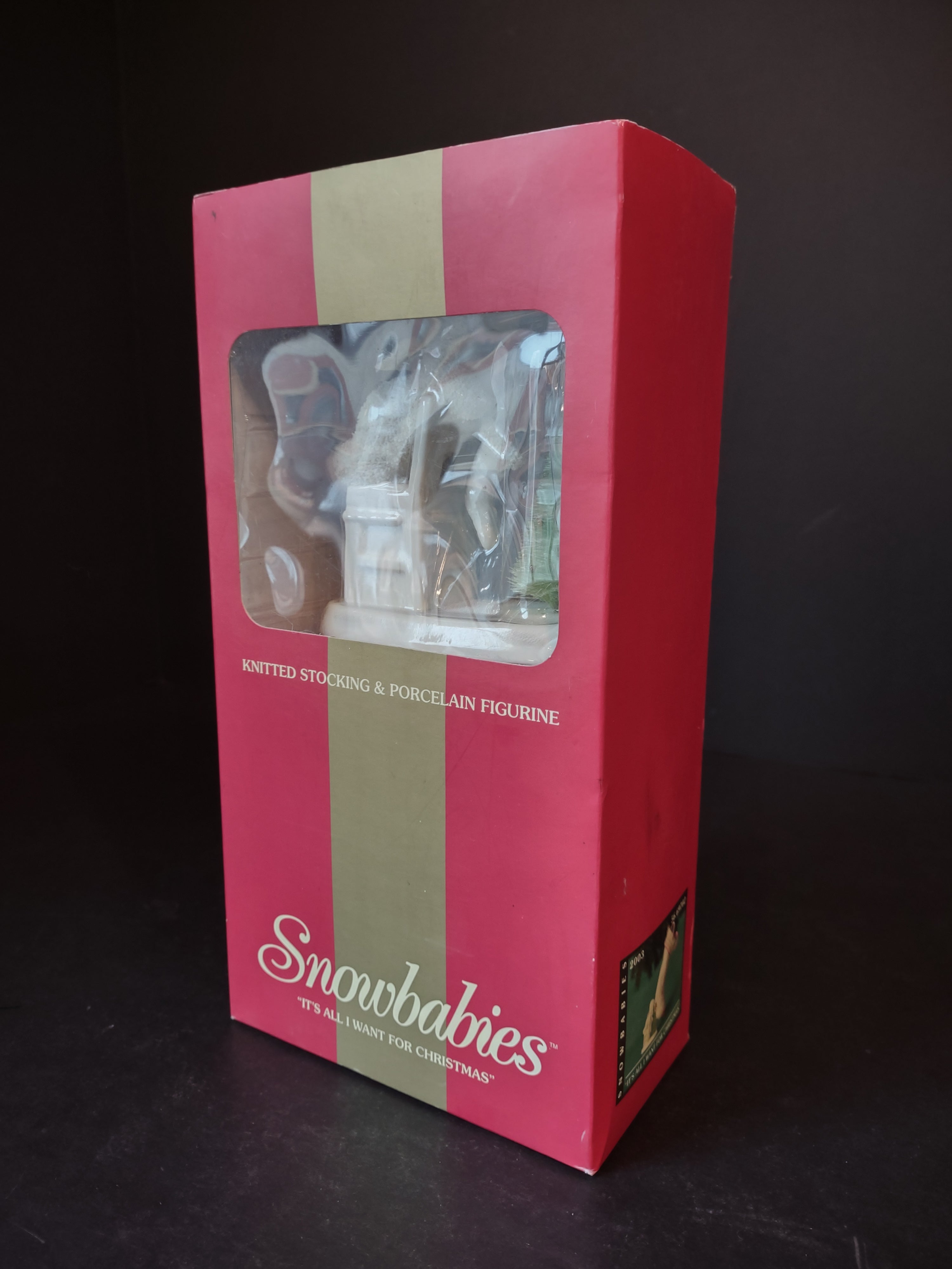 Snowbabies "It's All I Want For Christmas" Knitted Stocking Porcelain (lot 1452)