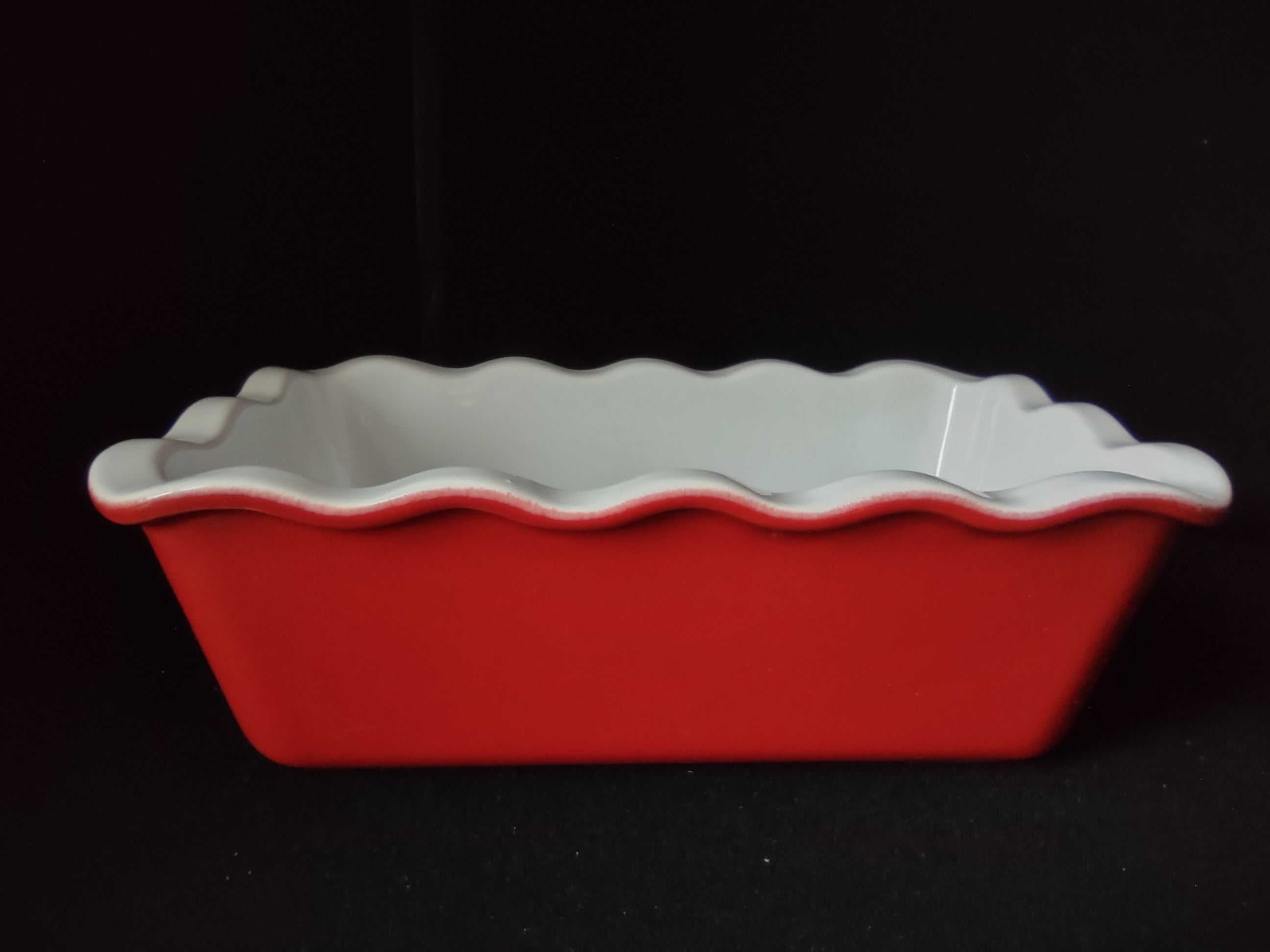 Emile Henry Vtg Loaf Pan Scalloped Edge Baking Dish France 6164 Red (lot 2773c)