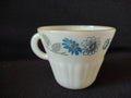 Vintage Termocrisa Coffee Tea Cup x 2 Blue Flower Milk Glass Gold Trim (Lot 5119