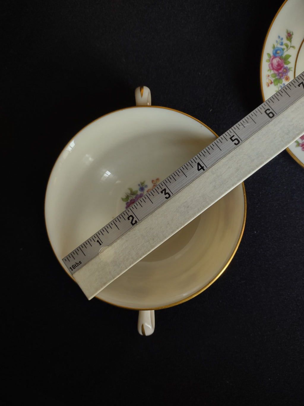 Vintage Lenox Rose L-347 Bouillon Cream Soup with Liner Gold Trim (lot 1818)