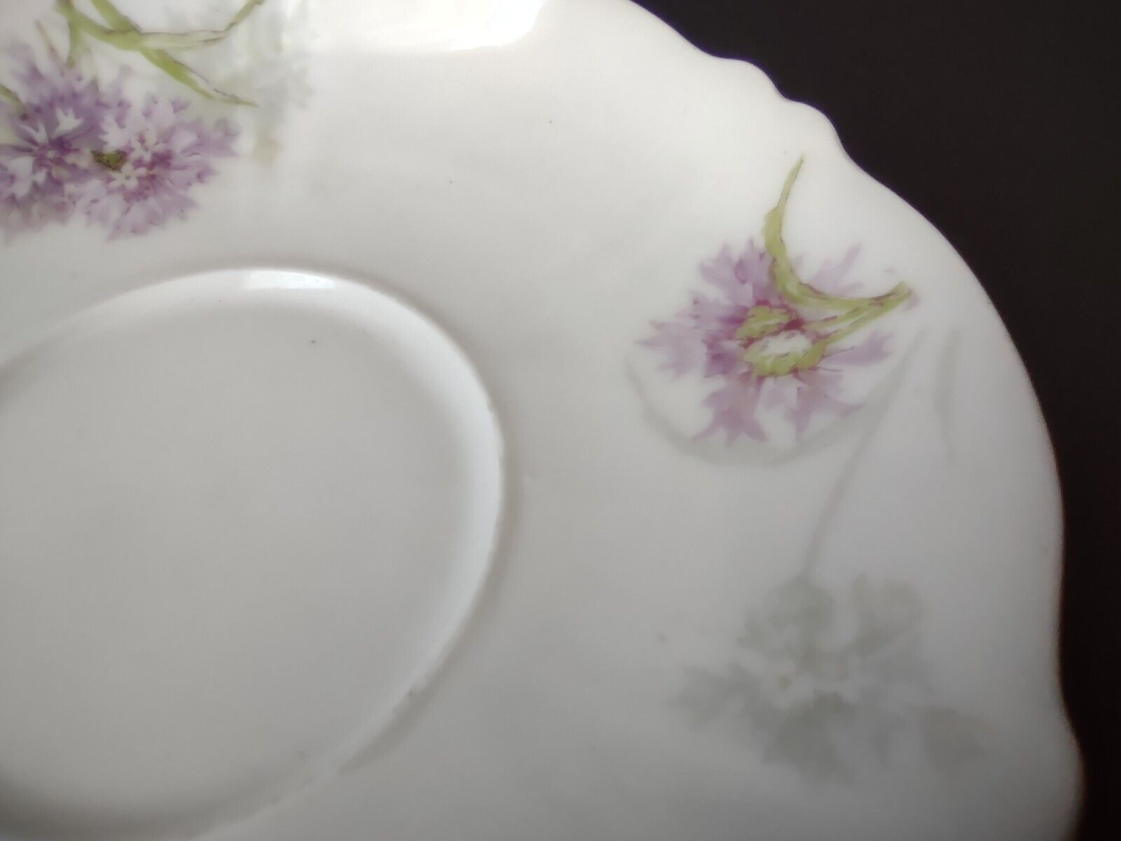 Haviland Limoges France Purple Flower Scalloped Edge White 5-1/4" Saucer lot 725