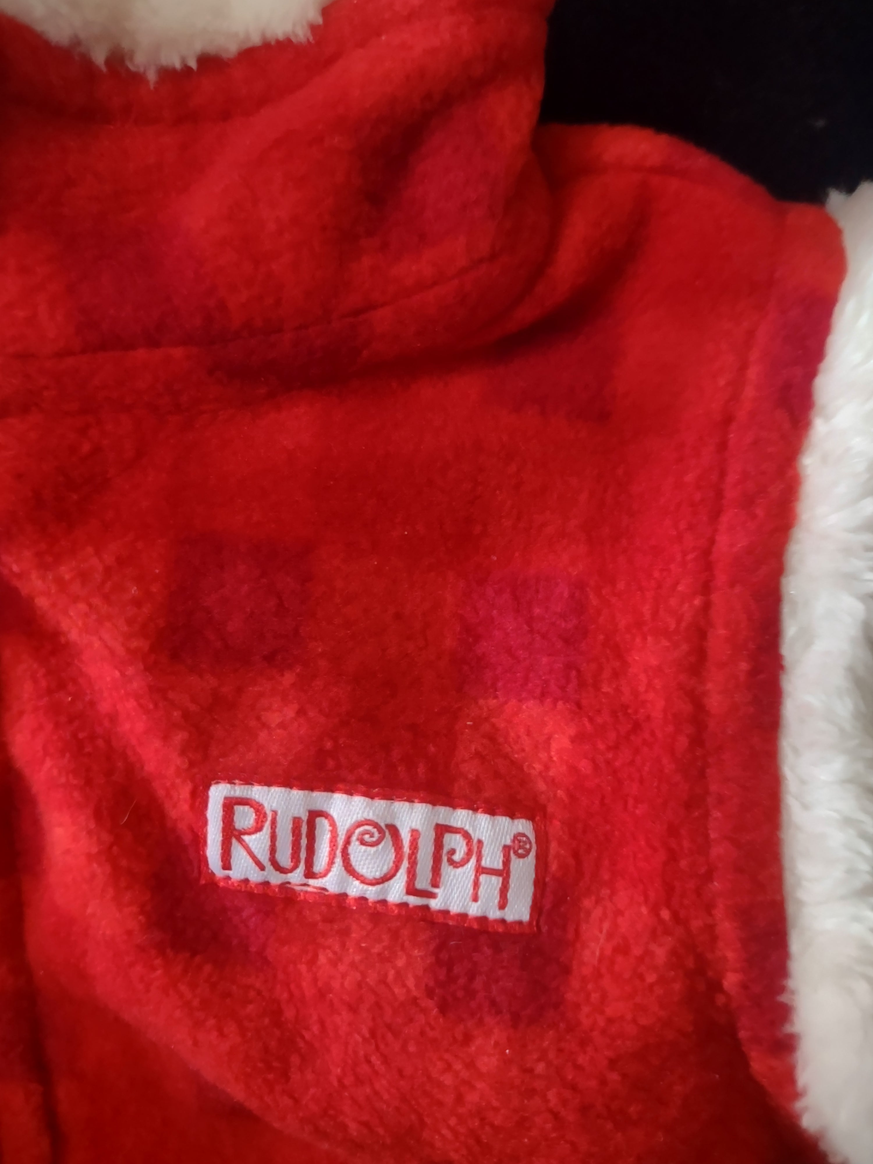 Infant Christmas Rudolph Fur Trimmed Zipper Vest Slippers 9 Month (Lot 4541)