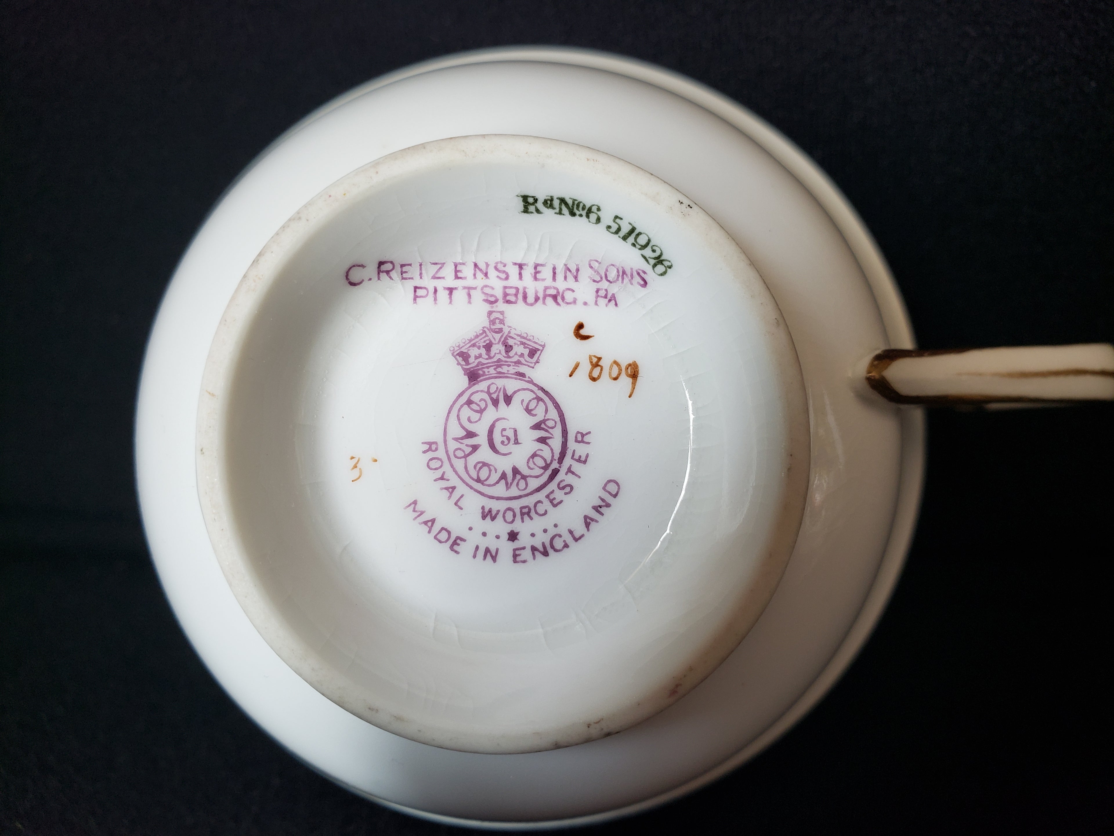 Vintage Royal Worcester Reizenstein Sons Pink Rose Tea Cup ONLY (lot 2055)