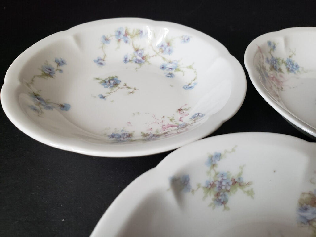 Haviland Limoges France 5 x Bowl 5" Gold Trim Pink Blue Forget Me Not (lot 573)