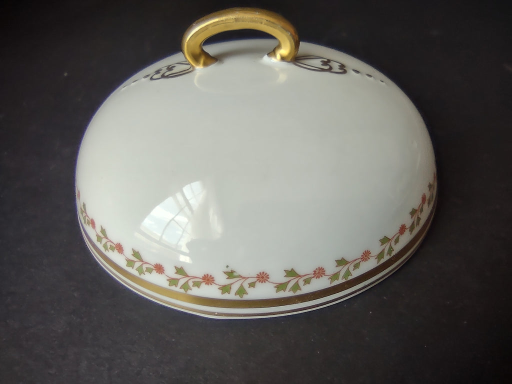 Old Abbey France Limoges Butter Dish Lid ONLY Clover Gold Trim (lot 869)