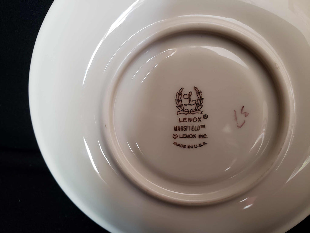 Vintage Lenox Mansfield White Gold Band Tea Cup with Saucer (lot 1935)