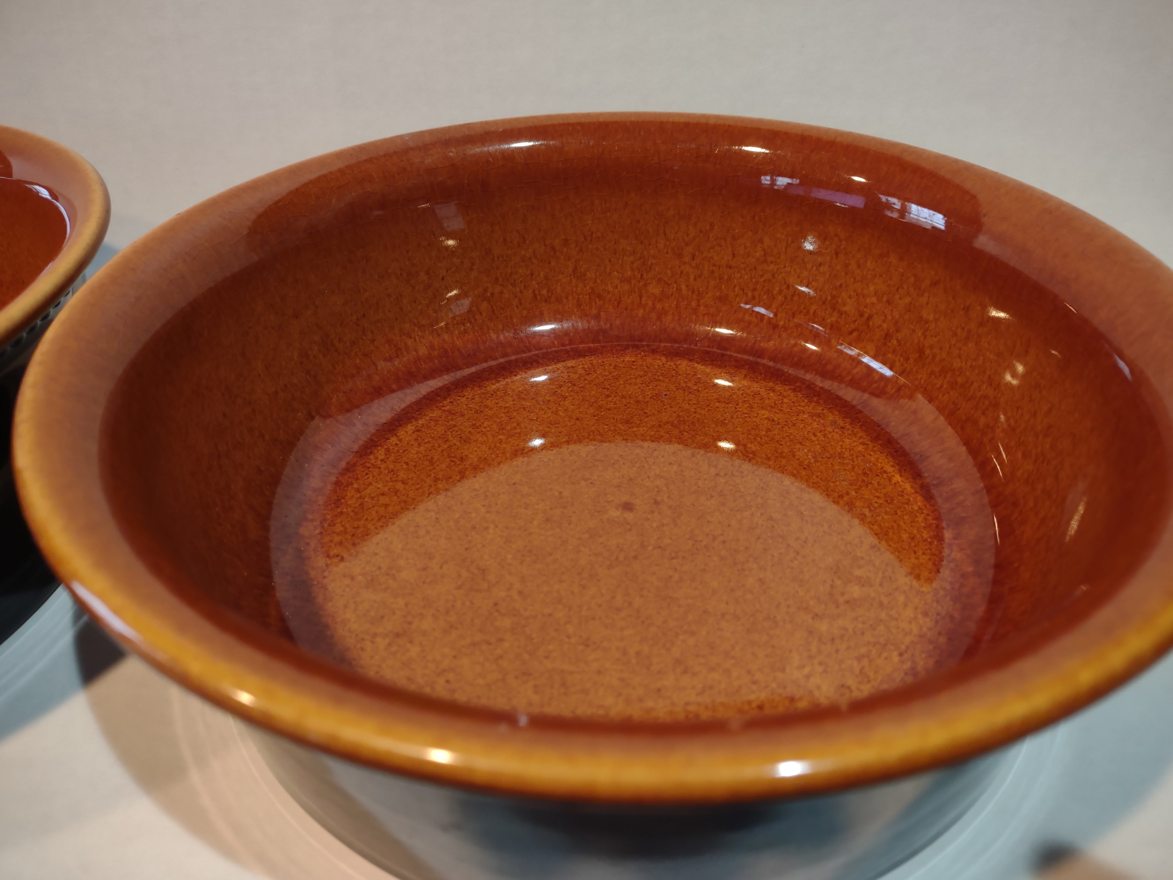 Vintage Ironstone Amber Octagon Serving Dish x 2 Made in USA 8" (lot 5002)