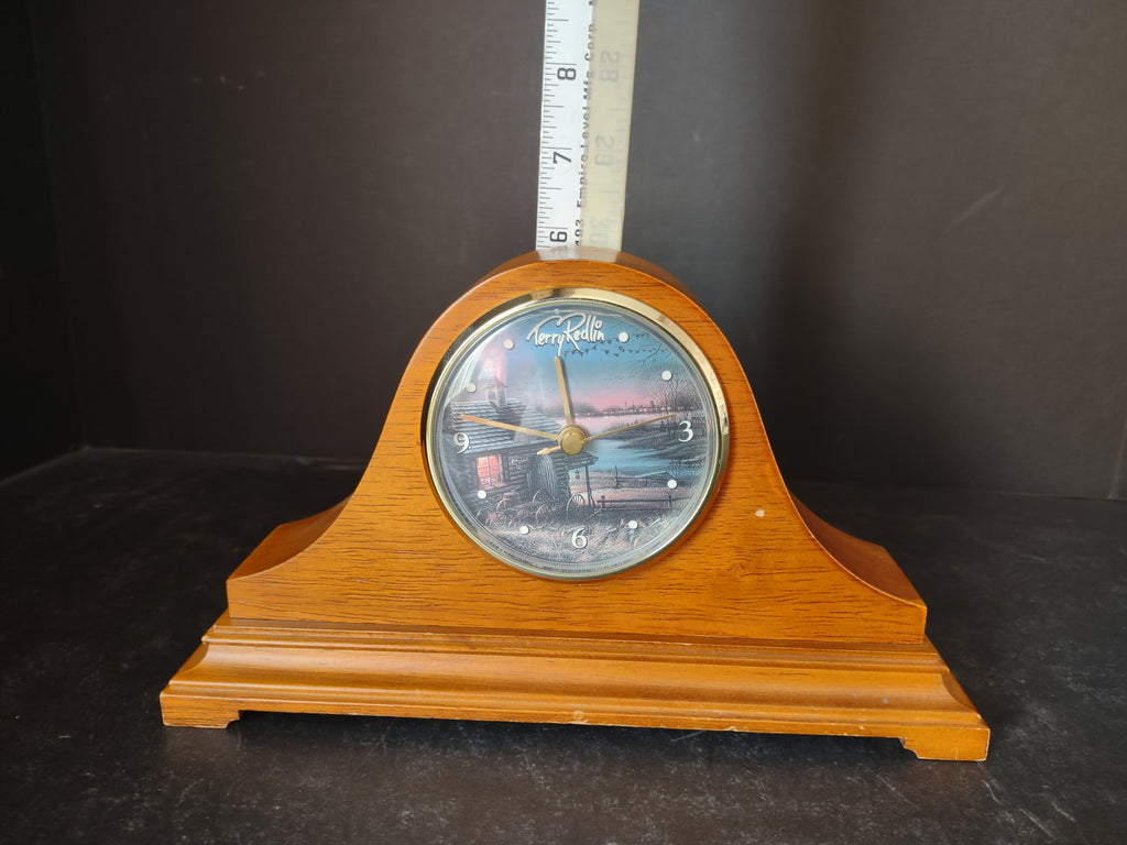 Vintage Terry Redlin Mantle Clock Wood Some Scratches (lot 5030)