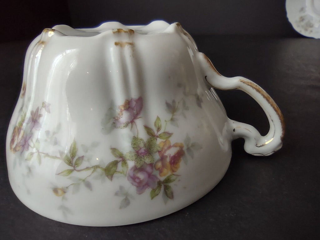 Haviland Limoges France Purple Yellow Rose Gold Trim Teacup & Saucer (lot 711)