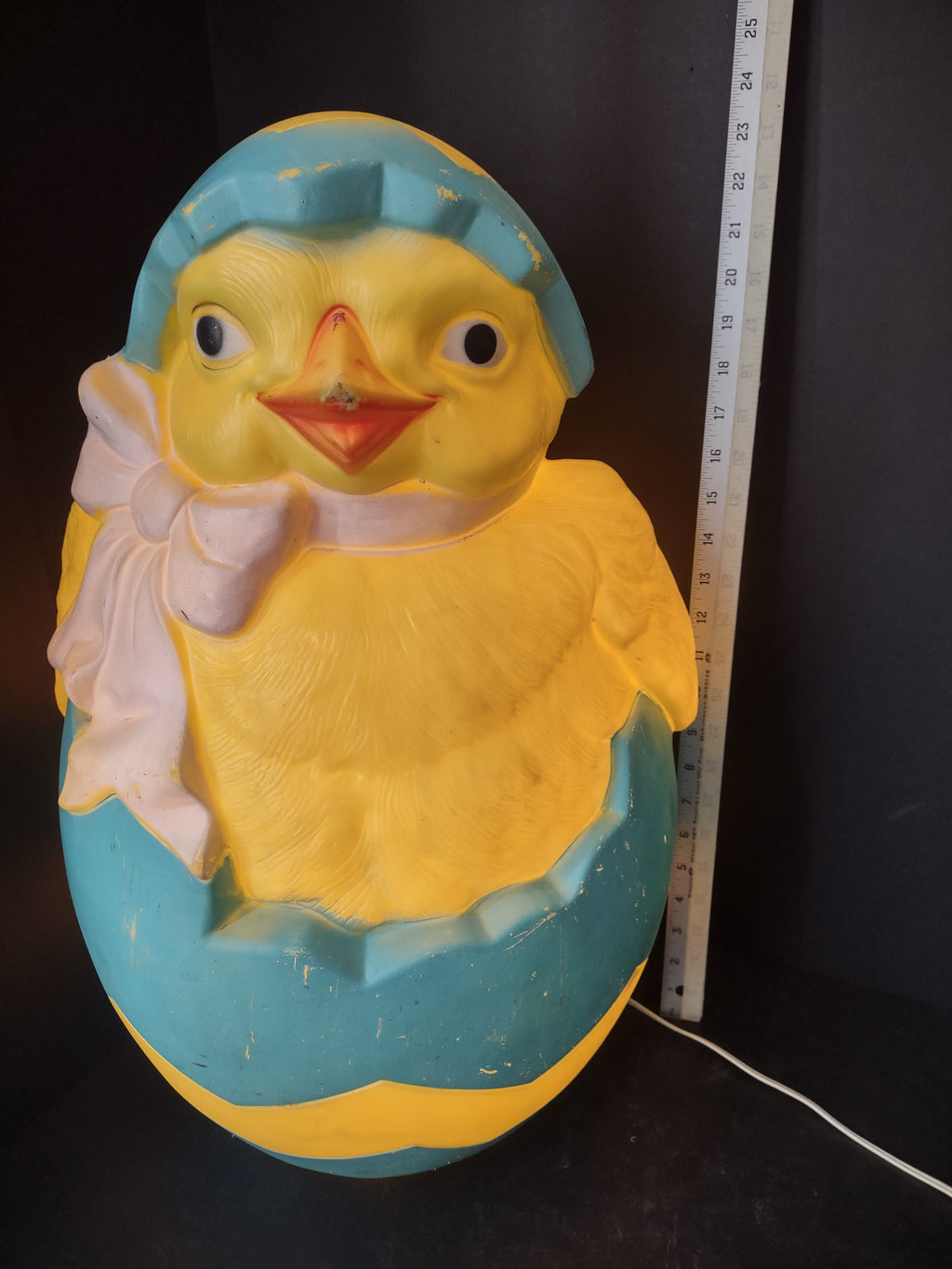 Vintage Easter Chick in Egg Lighted Blow Mold 22” Damaged Nose (lot 2542c)