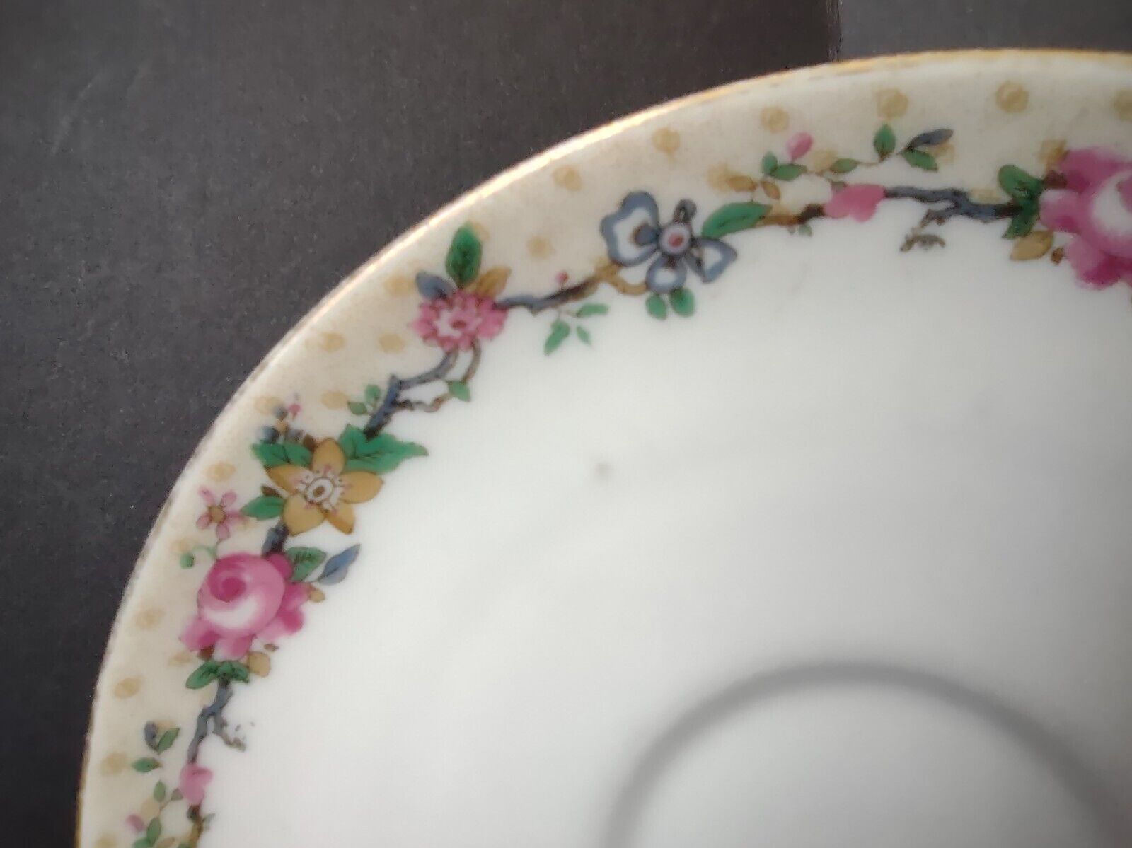 Depose Ahrenfeldt Limoges Saucer Pink Yellow Rose Gold Trim lot 729