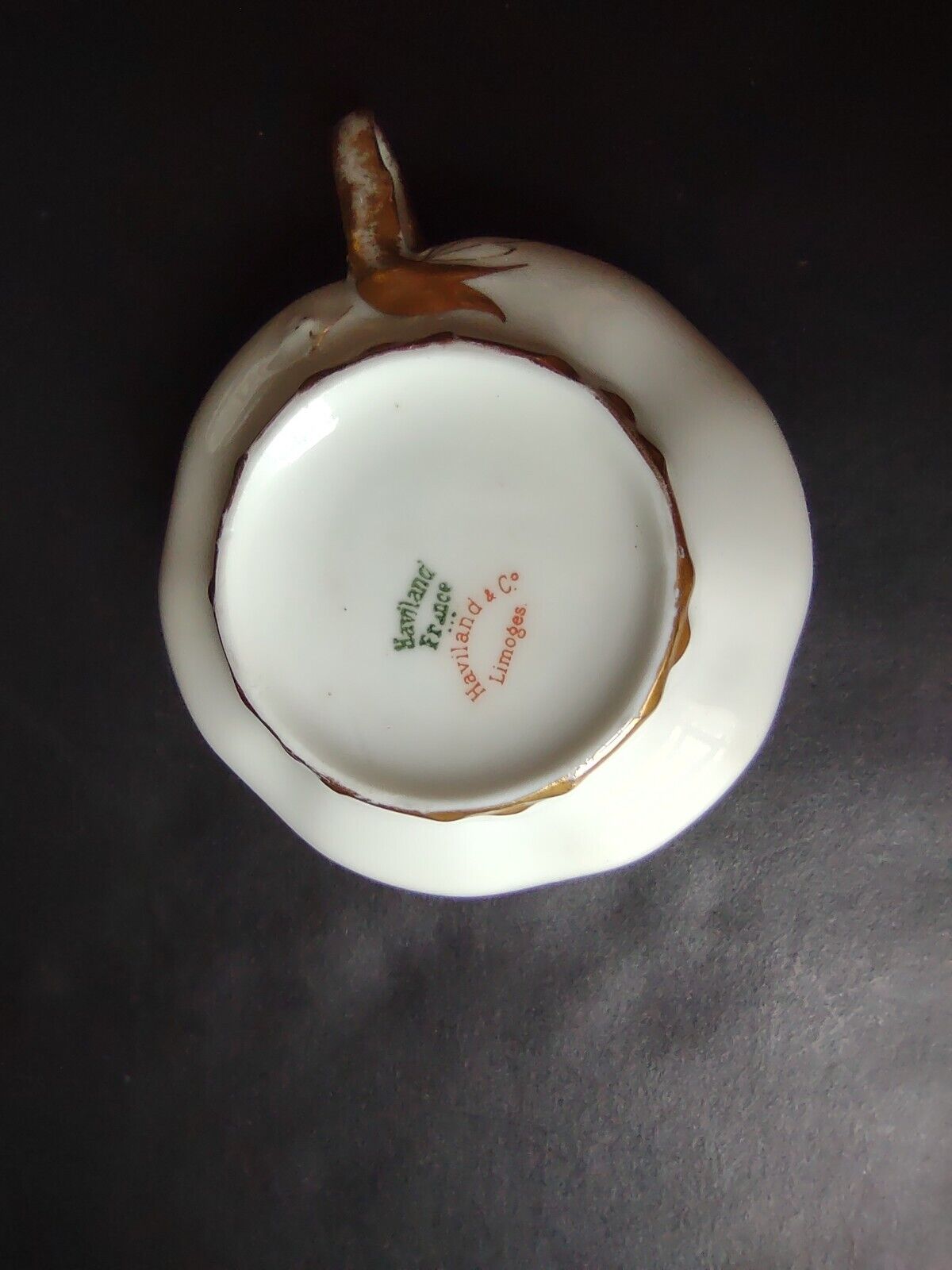 Haviland Limoges Gold Trim Pink Flower Garland Teacup & Saucer IMPERFECT lot 707