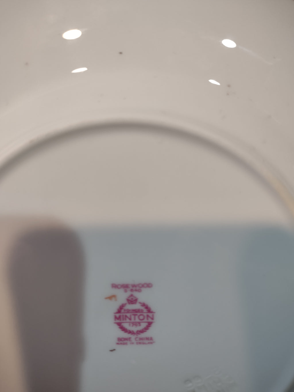 Vintage Minton 7" Dessert Plate Rosewood Bone China Pink Brown Gold X4 (Lot 5434