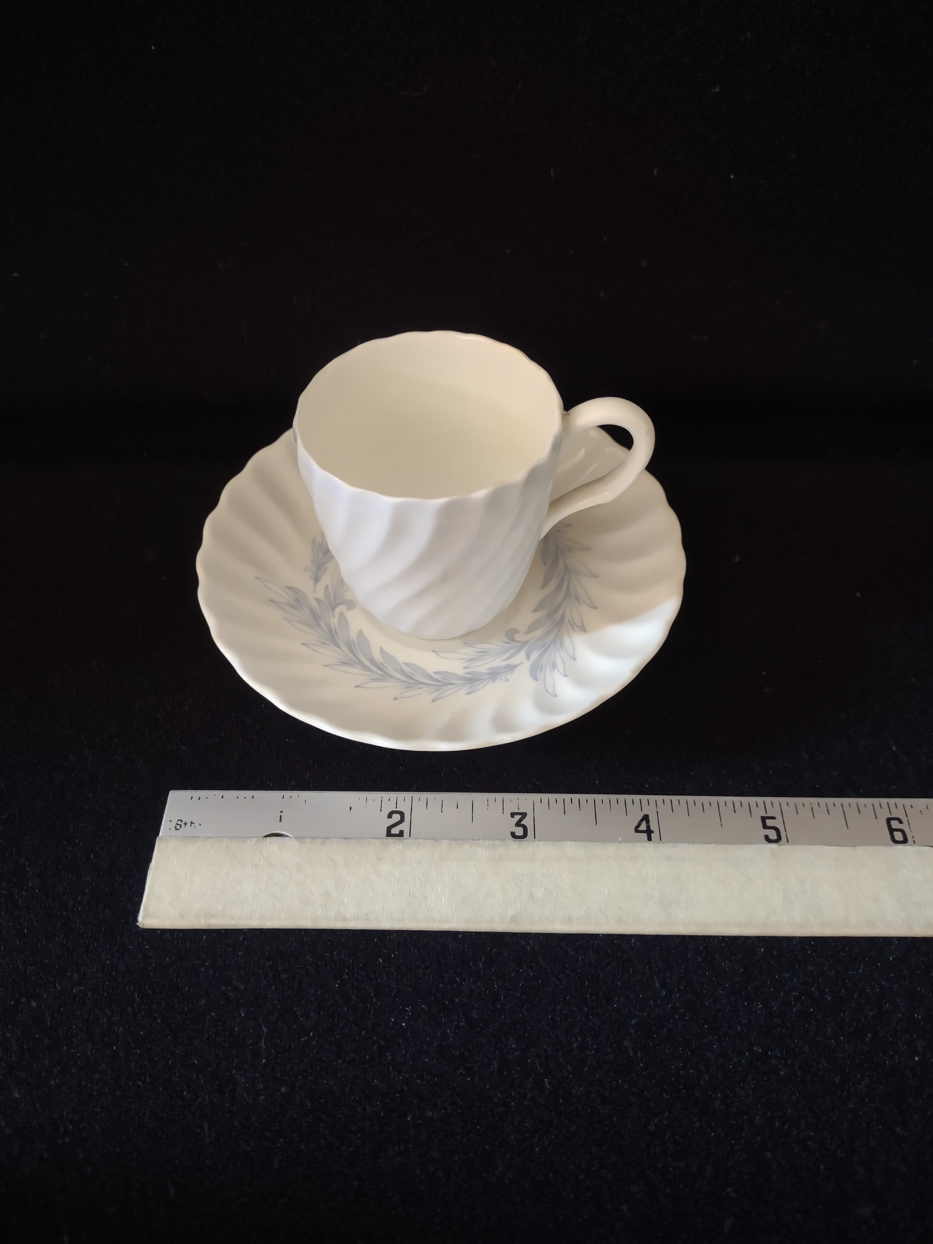 Vintage Minton Symphony Tea Cup Saucer Bone China Blue Leaf Swirl X5 (Lot 5467)