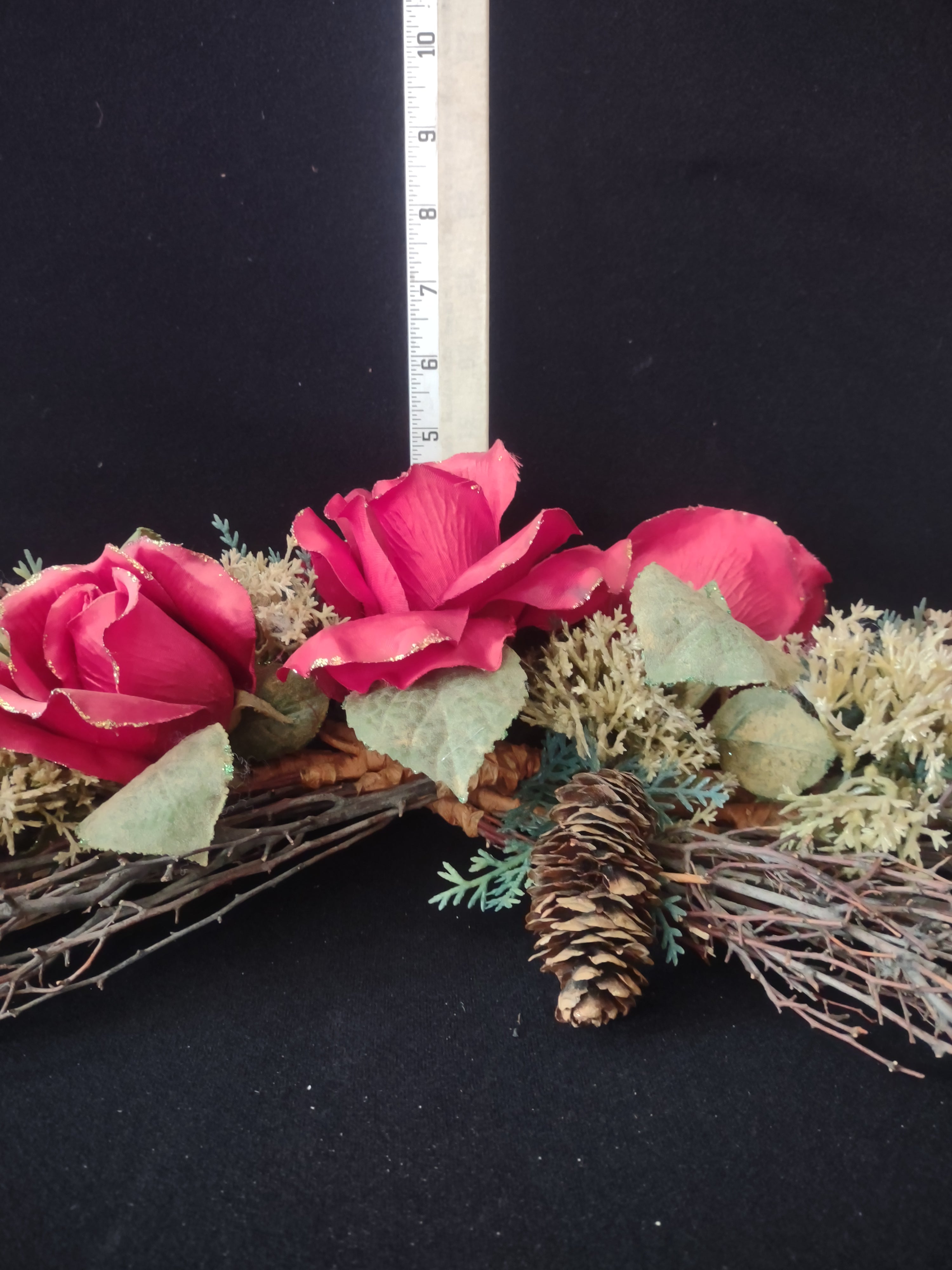Christmas Rose Twig Pine Cone Swag Set Of 2 (Lot 3481)