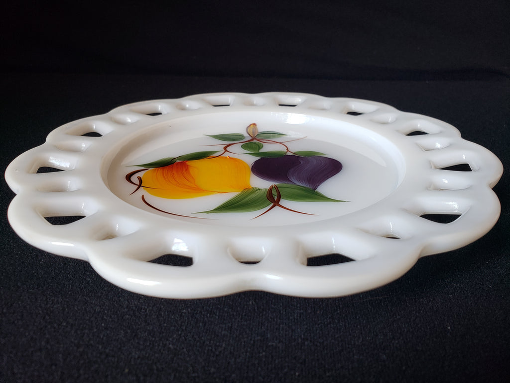 Vintage Westmoreland Peach Plum Motif Milk Glass Wall Plate (lot 2188)