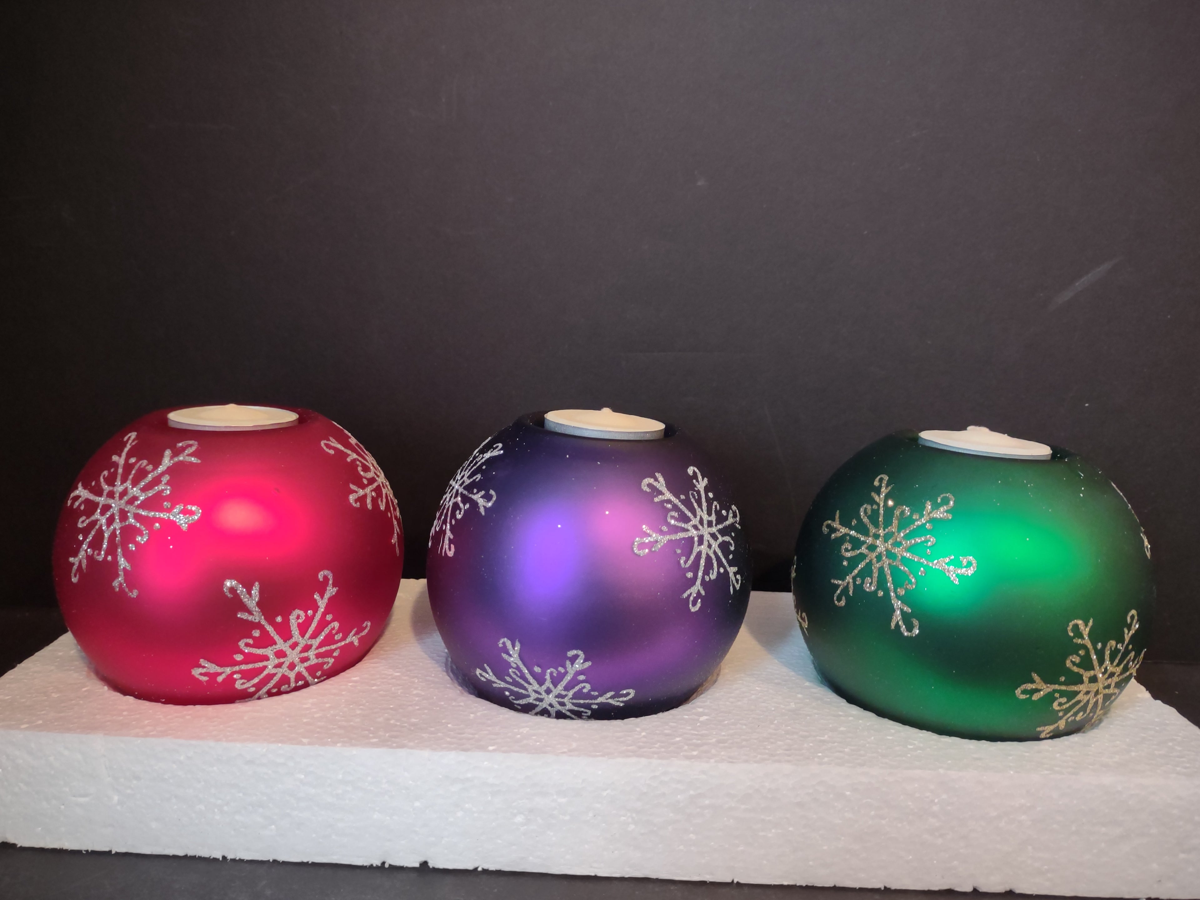 Three to Glow Holiday Christmas Candle Set Snowflake (lot 2592c)