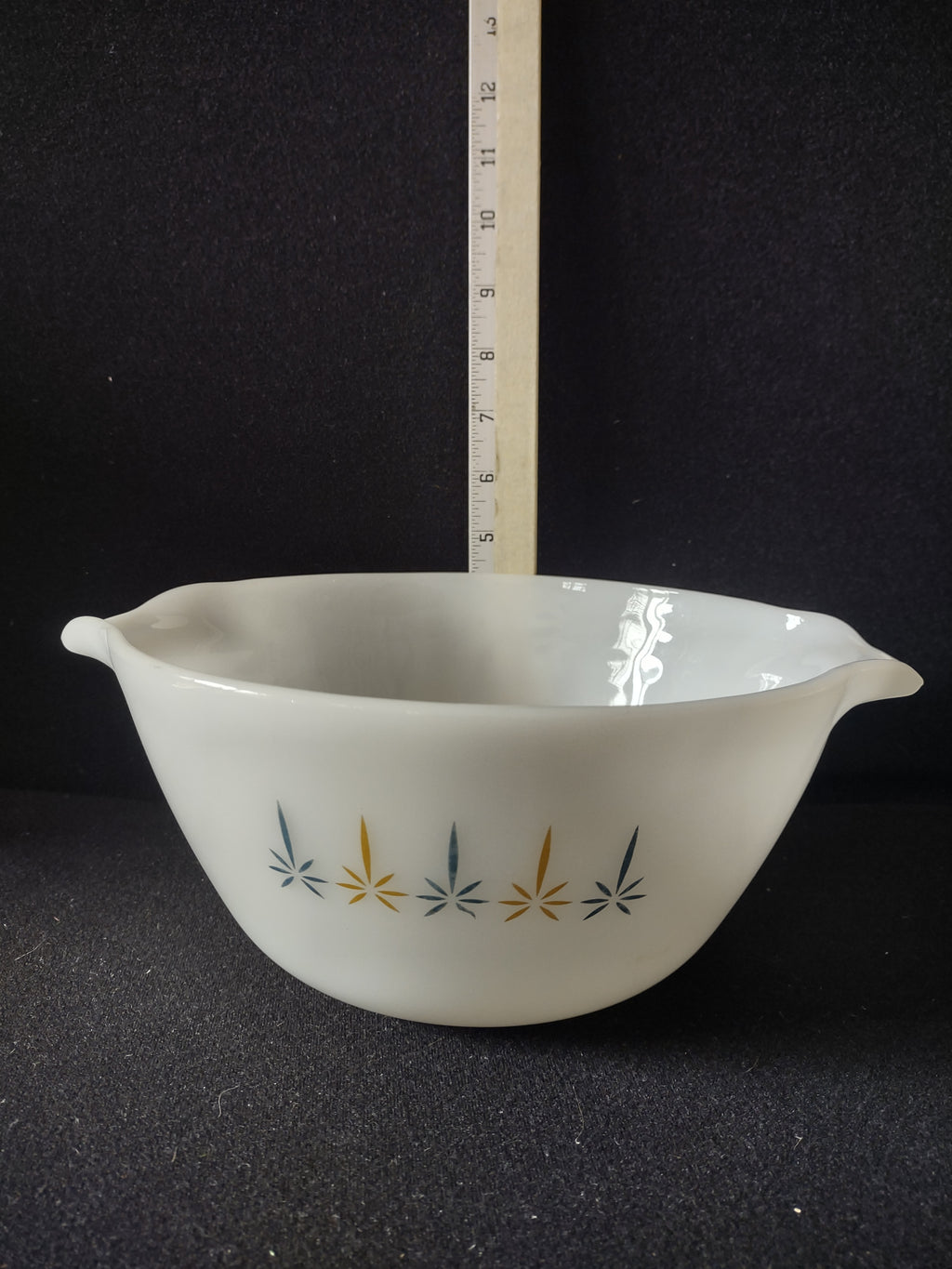 Vintage Fire King Milk Glass Casserole Dish Candle Glow Blue Gold (Lot 5126)