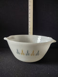 Vintage Fire King Milk Glass Casserole Dish Candle Glow Blue Gold (Lot 5126)