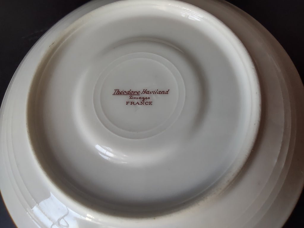 Haviland Limoges Saucer ONLY Pink Rose Green Ribbon (lot 894)