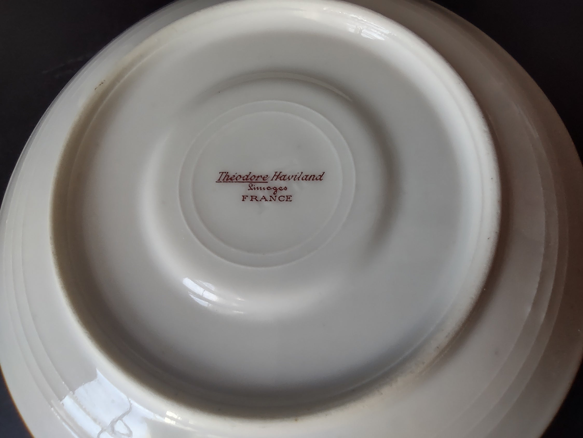 Haviland Limoges Saucer ONLY Pink Rose Green Ribbon (lot 894)