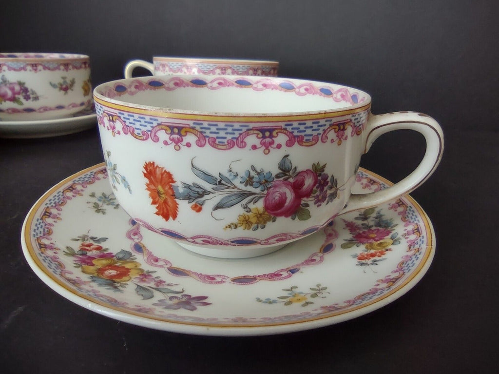 GDA Limoges France Wright Tyndale Van Roden 4 x Teacup & Saucer Pink (lot 739)