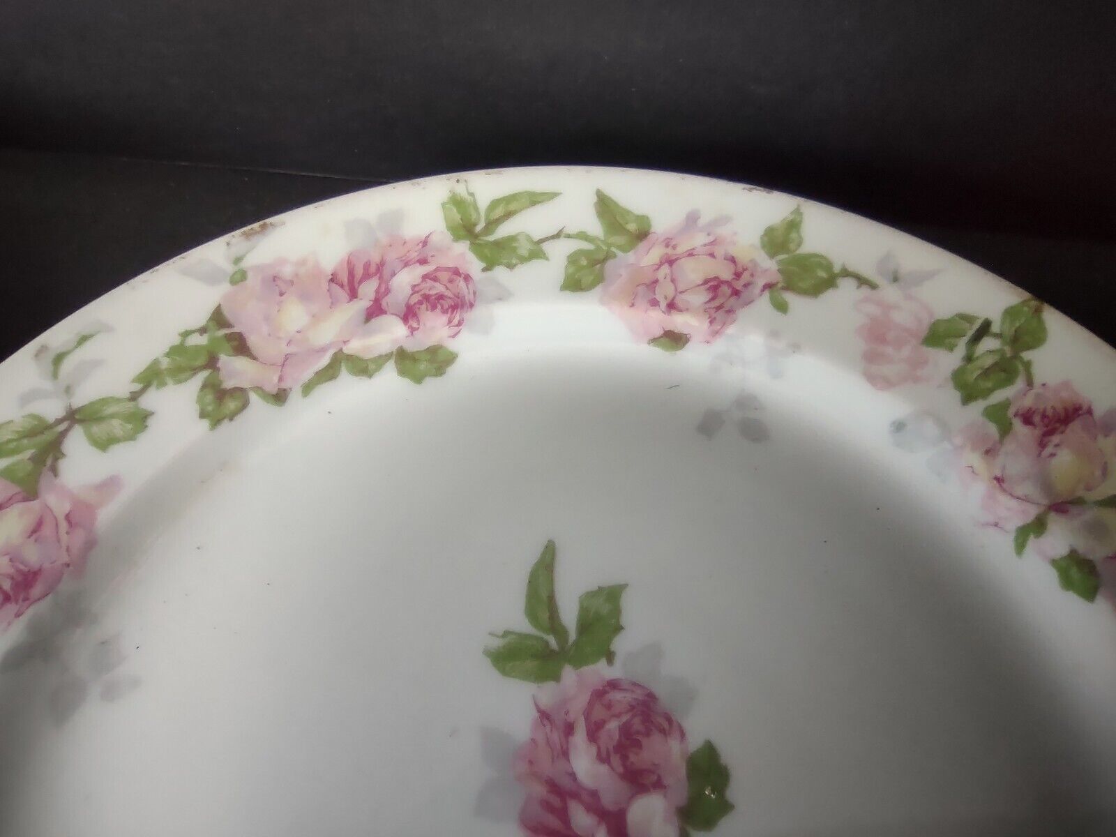5 x PL Redon Limoges France Large Rose Dessert Plate Gold Trim 7-3/8" (lot 489)