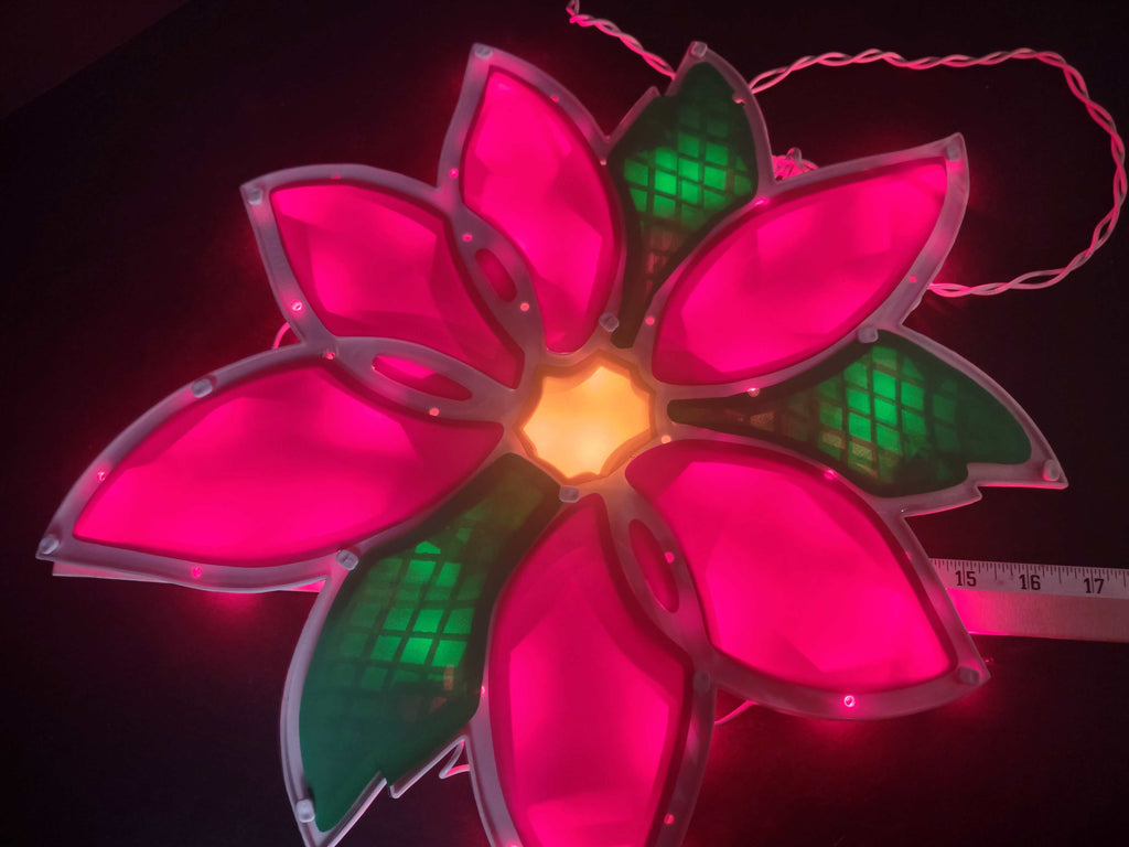 Christmas Poinsettia Flower Light Up Sculpture Decoration 17" (lot 1549)