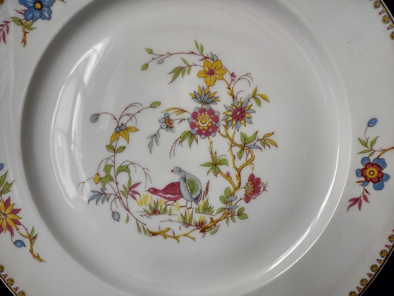 Haviland Limoges Old Abbey Rouen Spray Pheasant Dinner Plate 9-5/8" (lot 345)