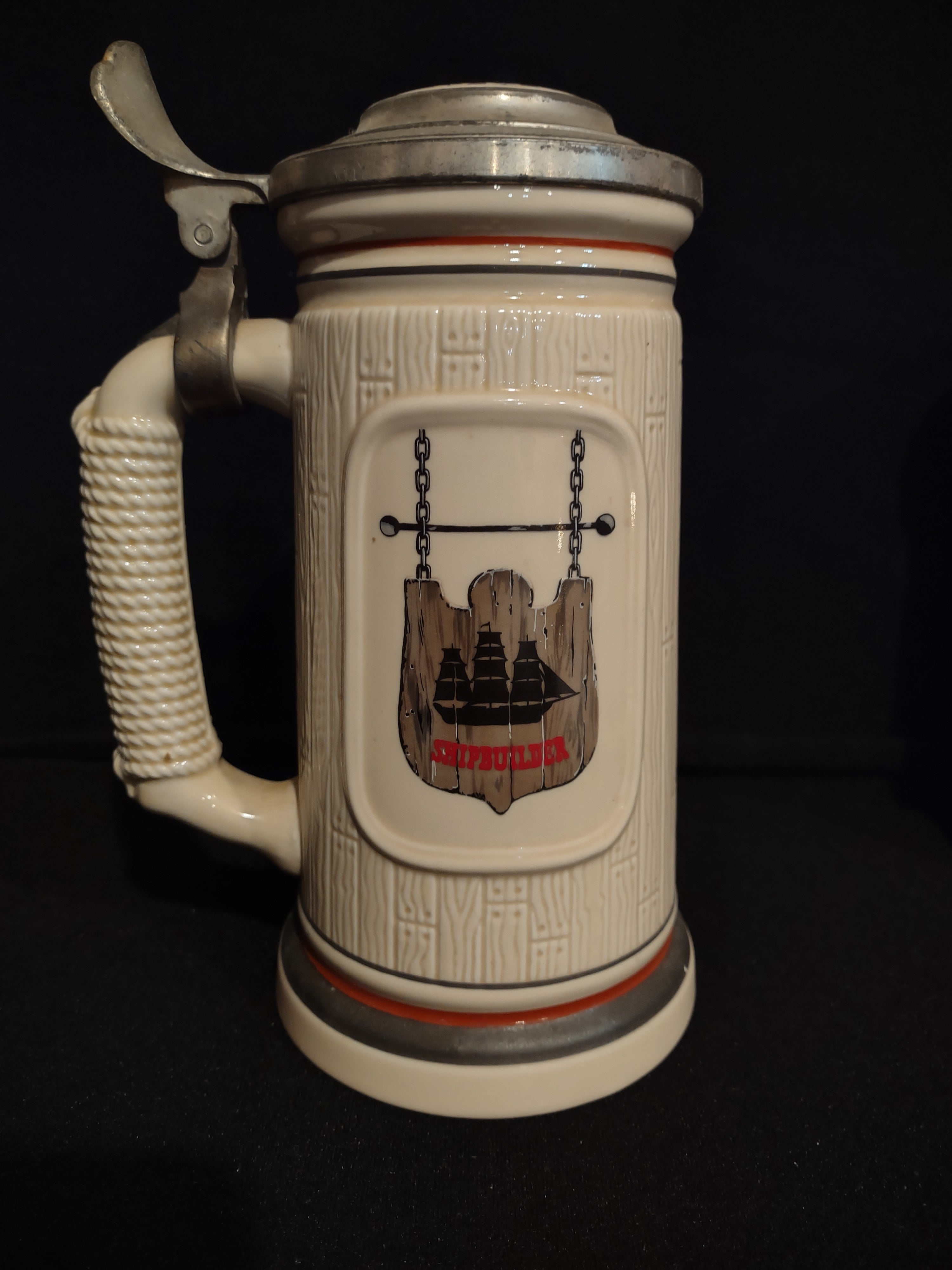 Set 2 Tankard Mug Stein Building of America Blacksmith Shipbuilder (lot 2538j)