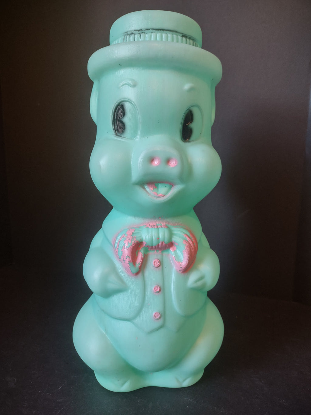 Vintage Blow Mold Piggy Bank Turquoise 16" (lot 1465)