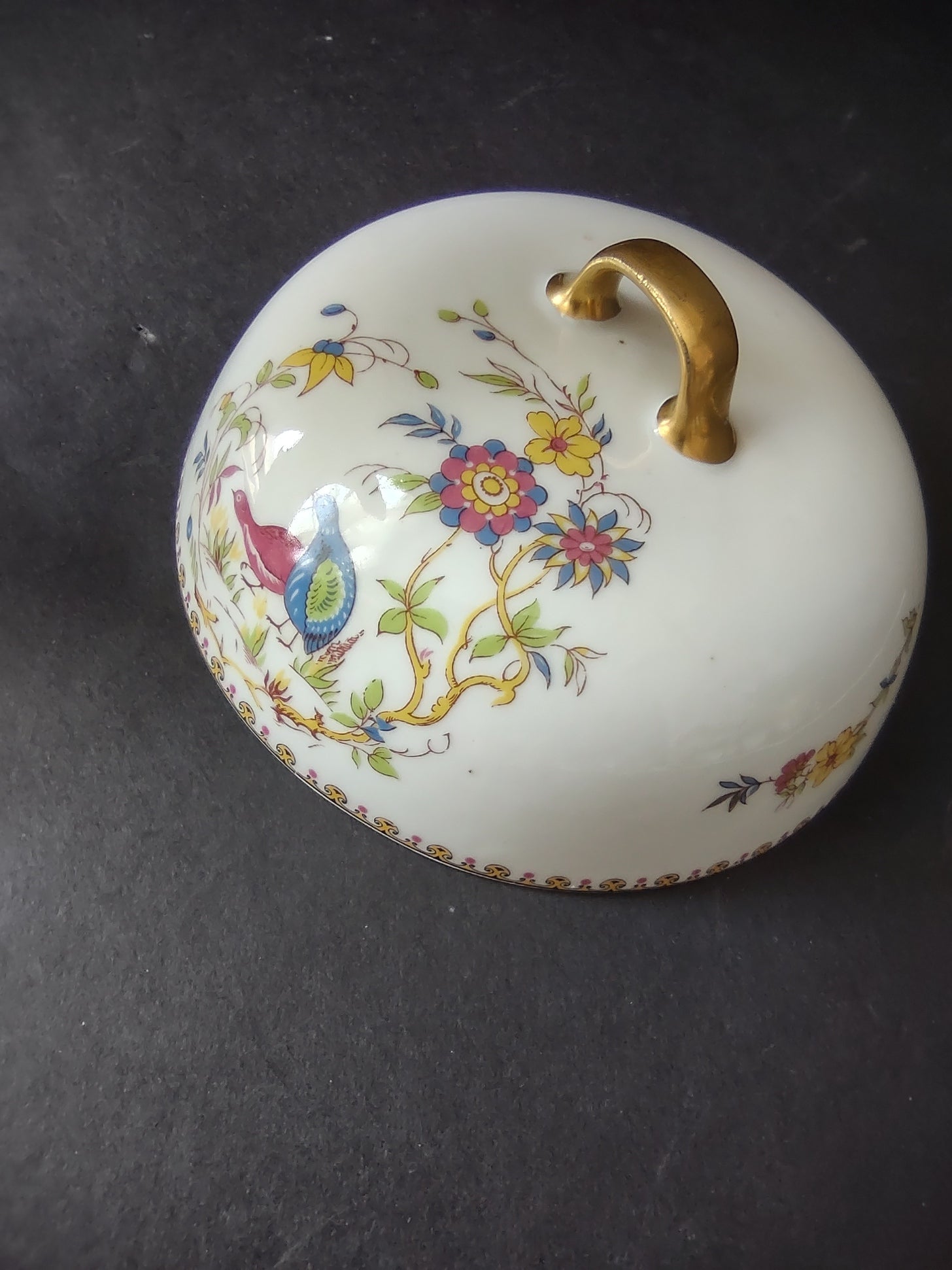B. Altman Limoges Old Abbey Rouen Spray Pheasant Butter Dish Lid ONLY (lot 812)