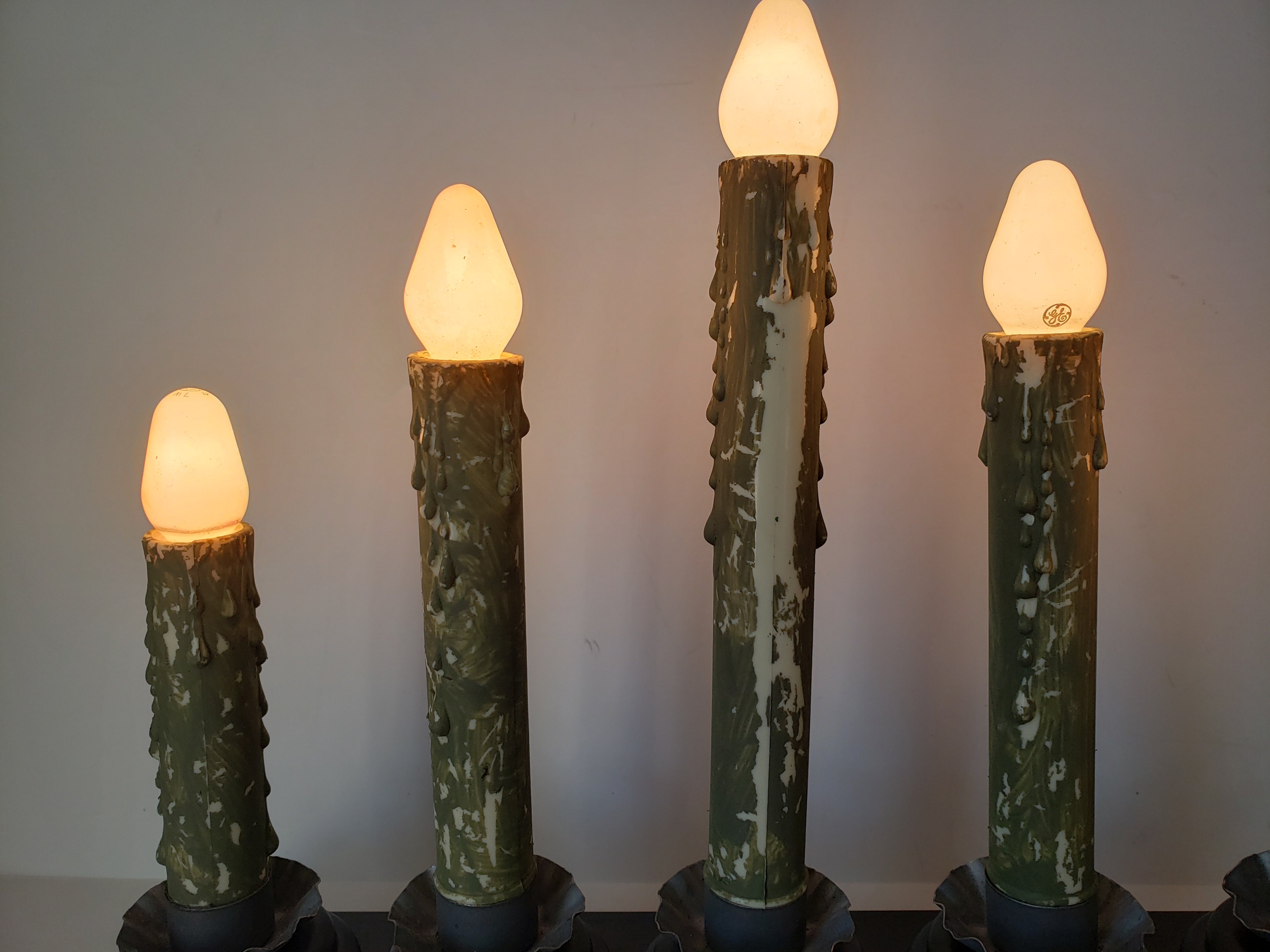Christmas Window 5 Candle Drip White Lights Candelabra Candolier (lot 2307)