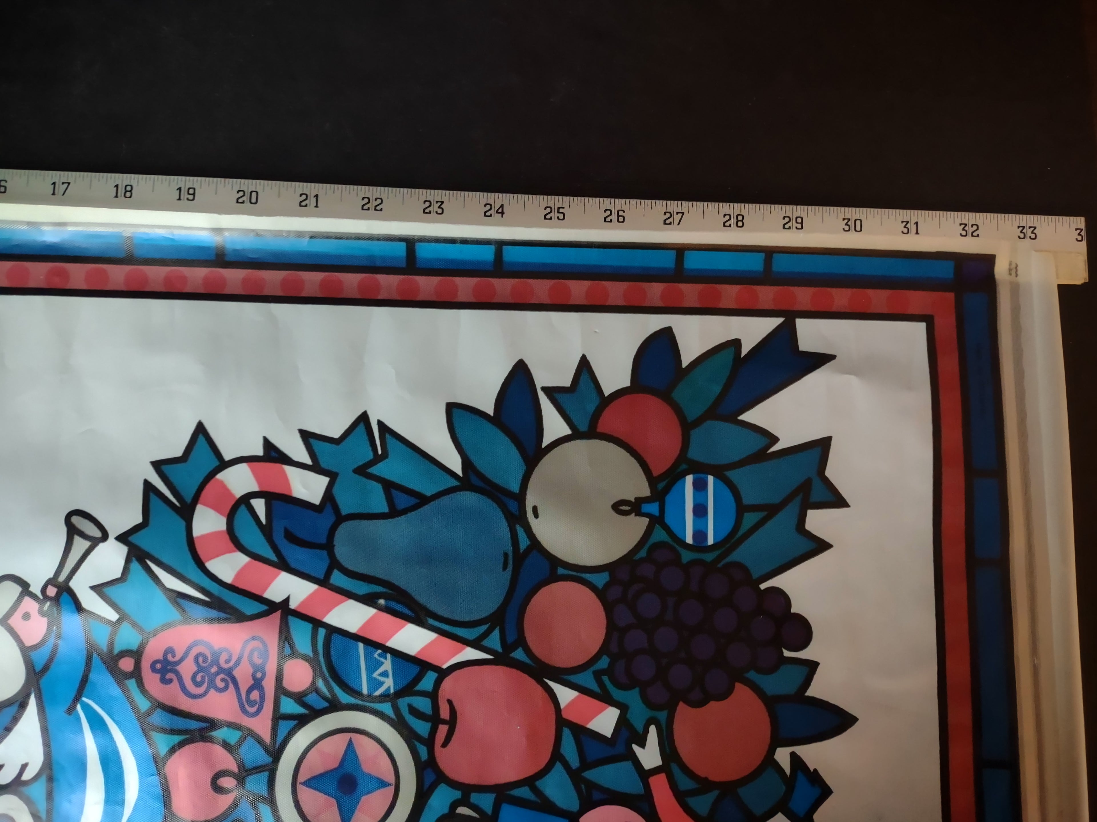 Vintage Christmas Teason Vinil Flag Santa Tree (lot 3338)