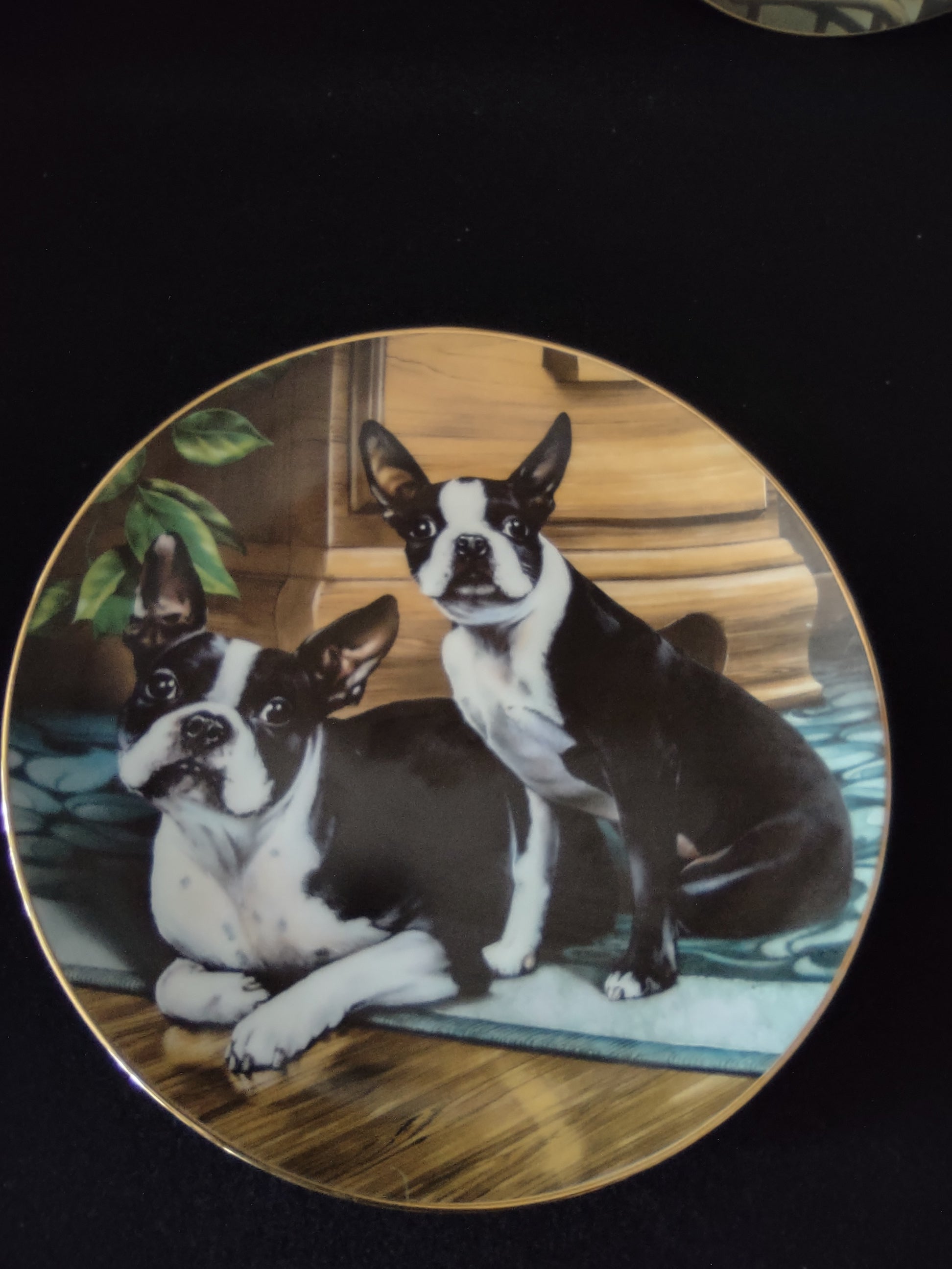 Vintage Danbury Mint Collectible Boston Terrier Dan Hatala Set Of 3 (Lot 4009)