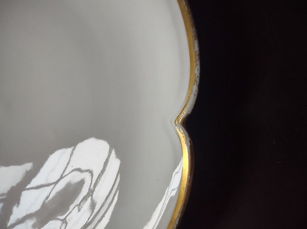 GDA Limoges France Porcelain White Dessert Plate Gold Trim (lot 671)