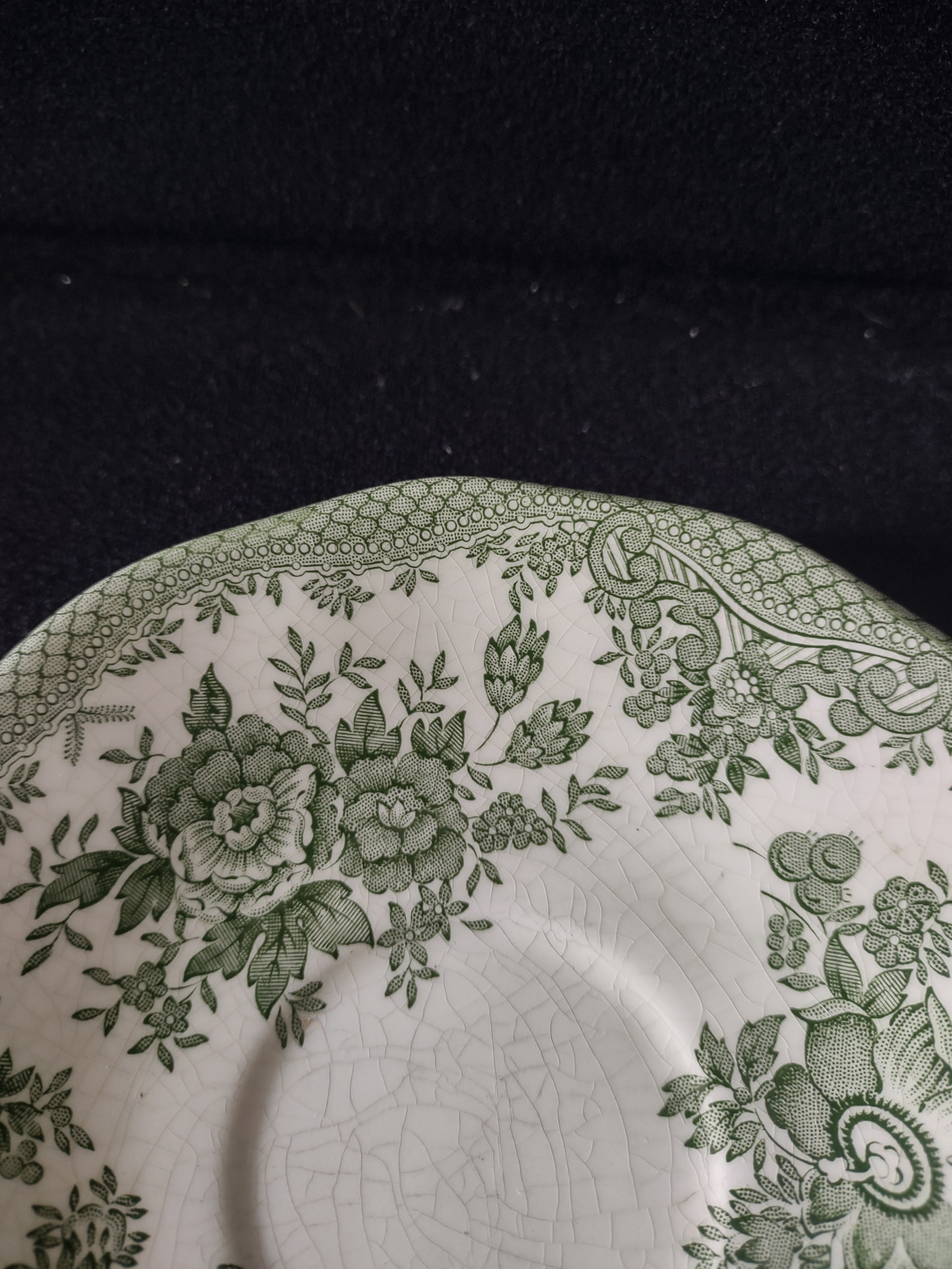 Vintage Enoch Wedgwood Tunstall Saucer Kent Green White (Lot 5662)