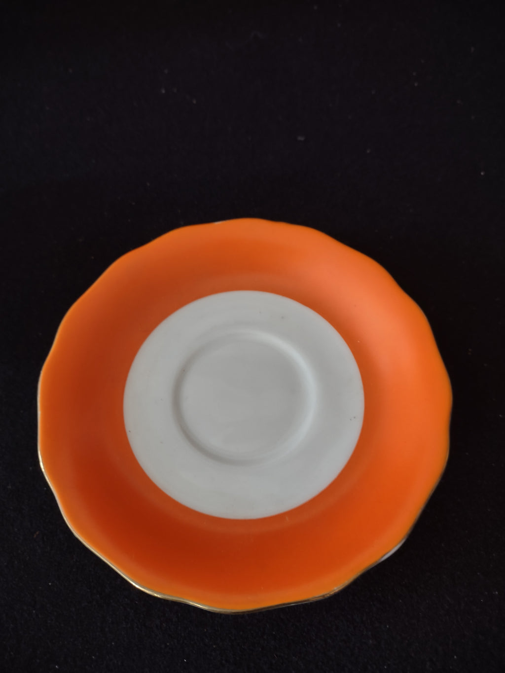 Vintage Fall Halloween Orange White Gold Trim Tea Cup Saucer (Lot 3923)