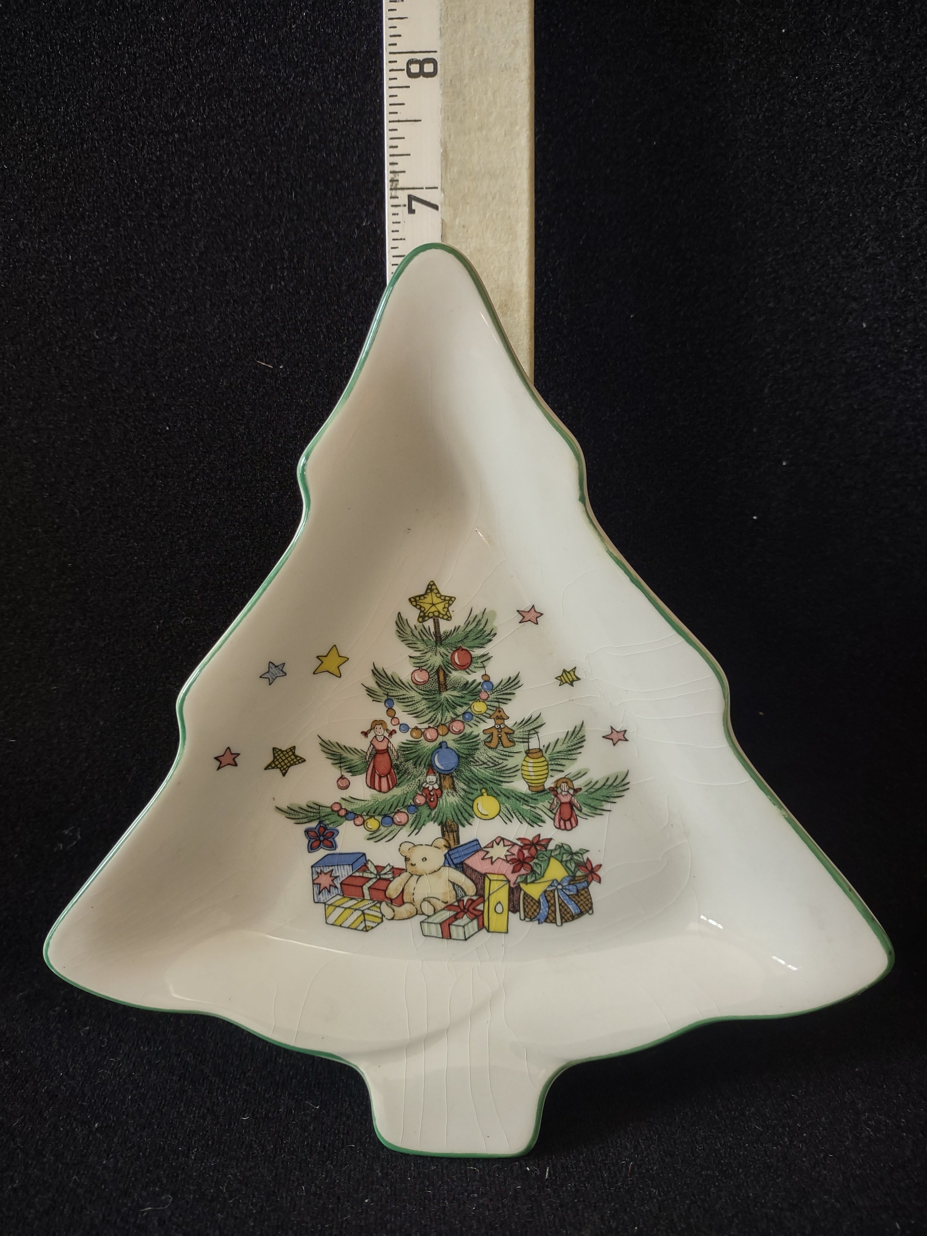 Vintage Nikko Japan Small Candy Dish Christmas Tree x 3 Some CRAZING (Lot 4821)